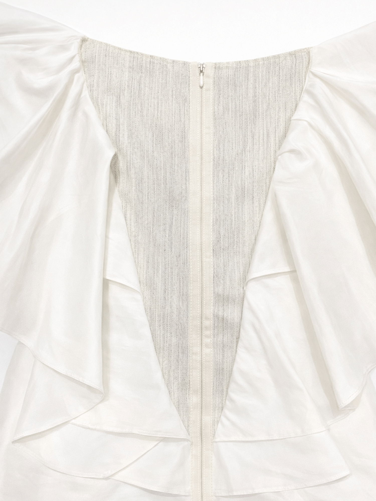 Lanvin Runway Silk Linen Angel Flared Blouse Ivory White
