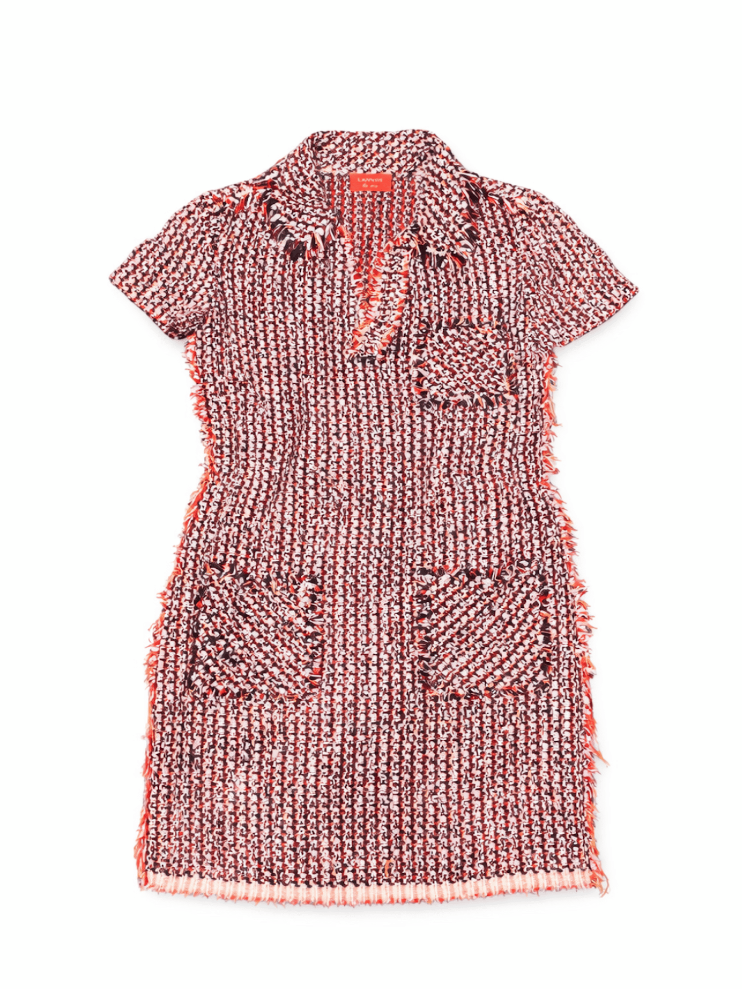 Lanvin 2012 Runway Boucle Tweed Fringe Mini Dress Red