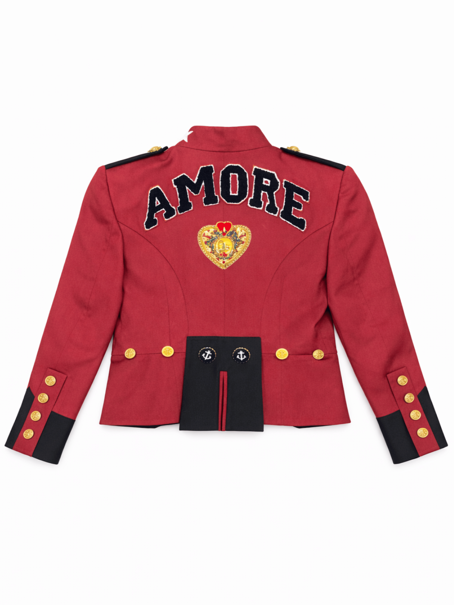 Dolce & Gabbana Runway Military-Style Love Jacket Black Red