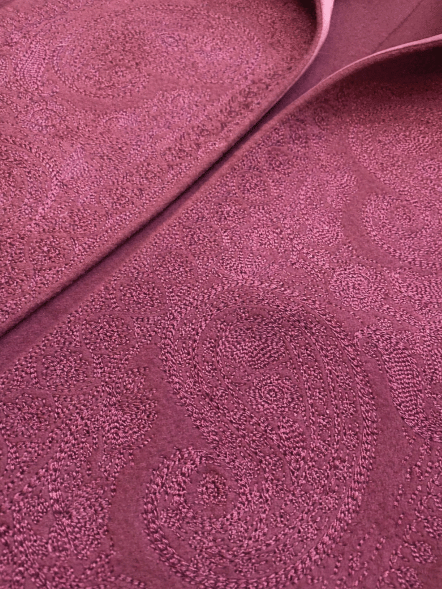 Ellen Tracy Linda Allard Wool Fox Fur Embroidered Vest Burgundy
