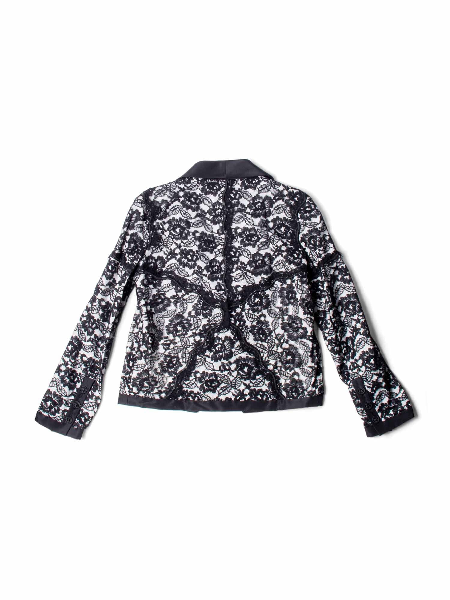 CHANEL CC Logo Runway Lace Jacket Black