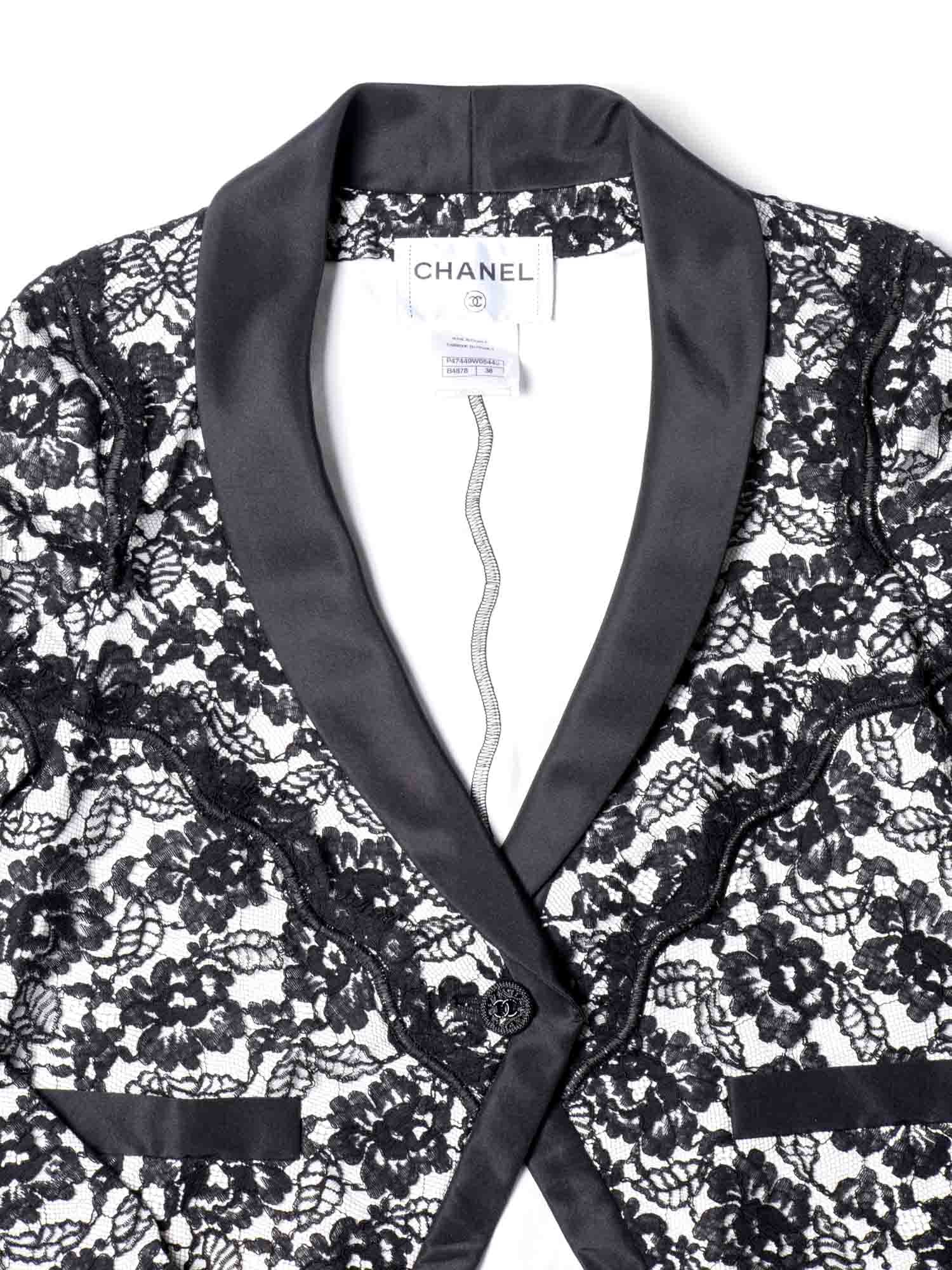 CHANEL CC Logo Runway Lace Jacket Black