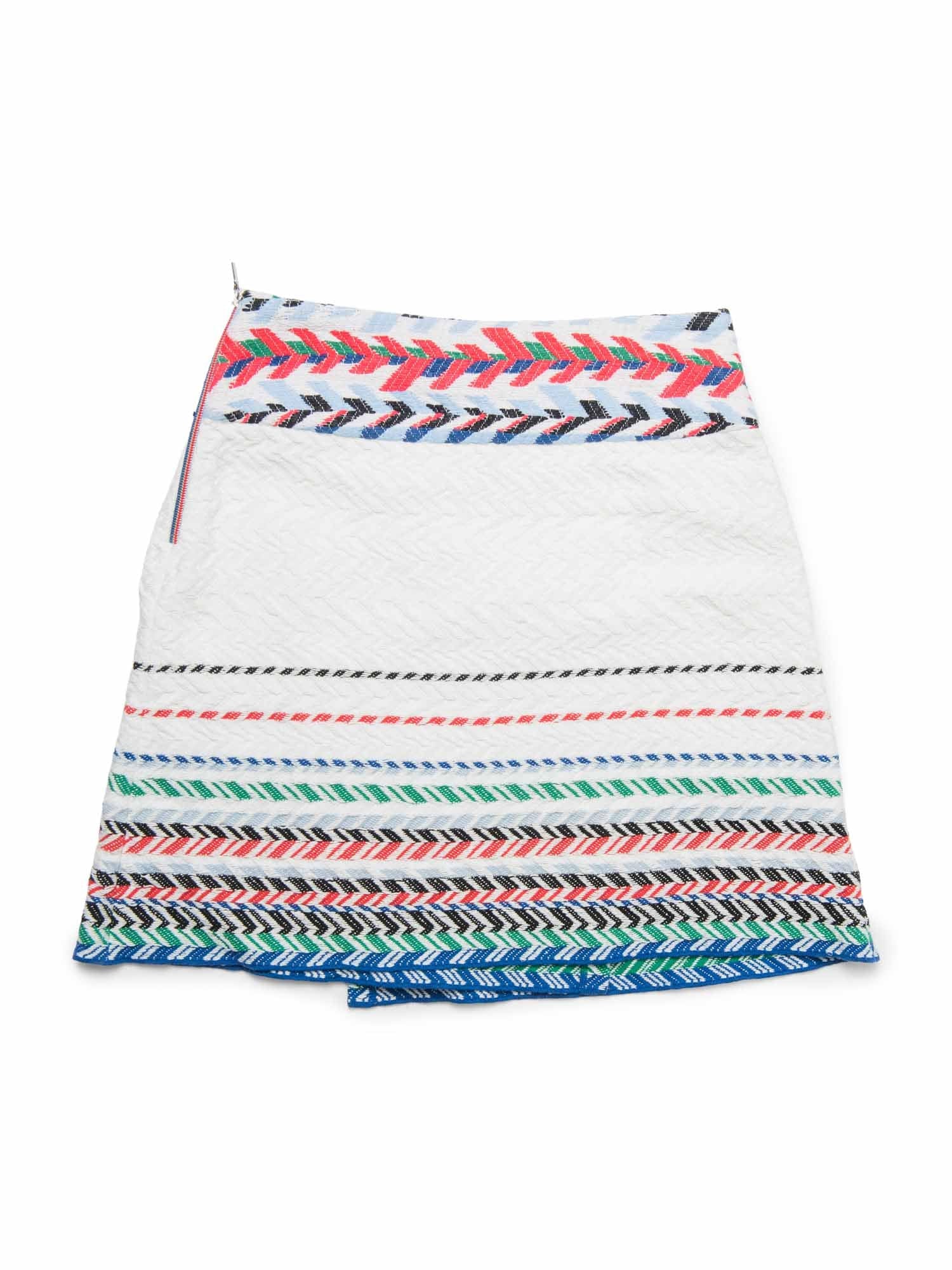 CHANEL Knitted Chevron Mini Skirt White Multicolor