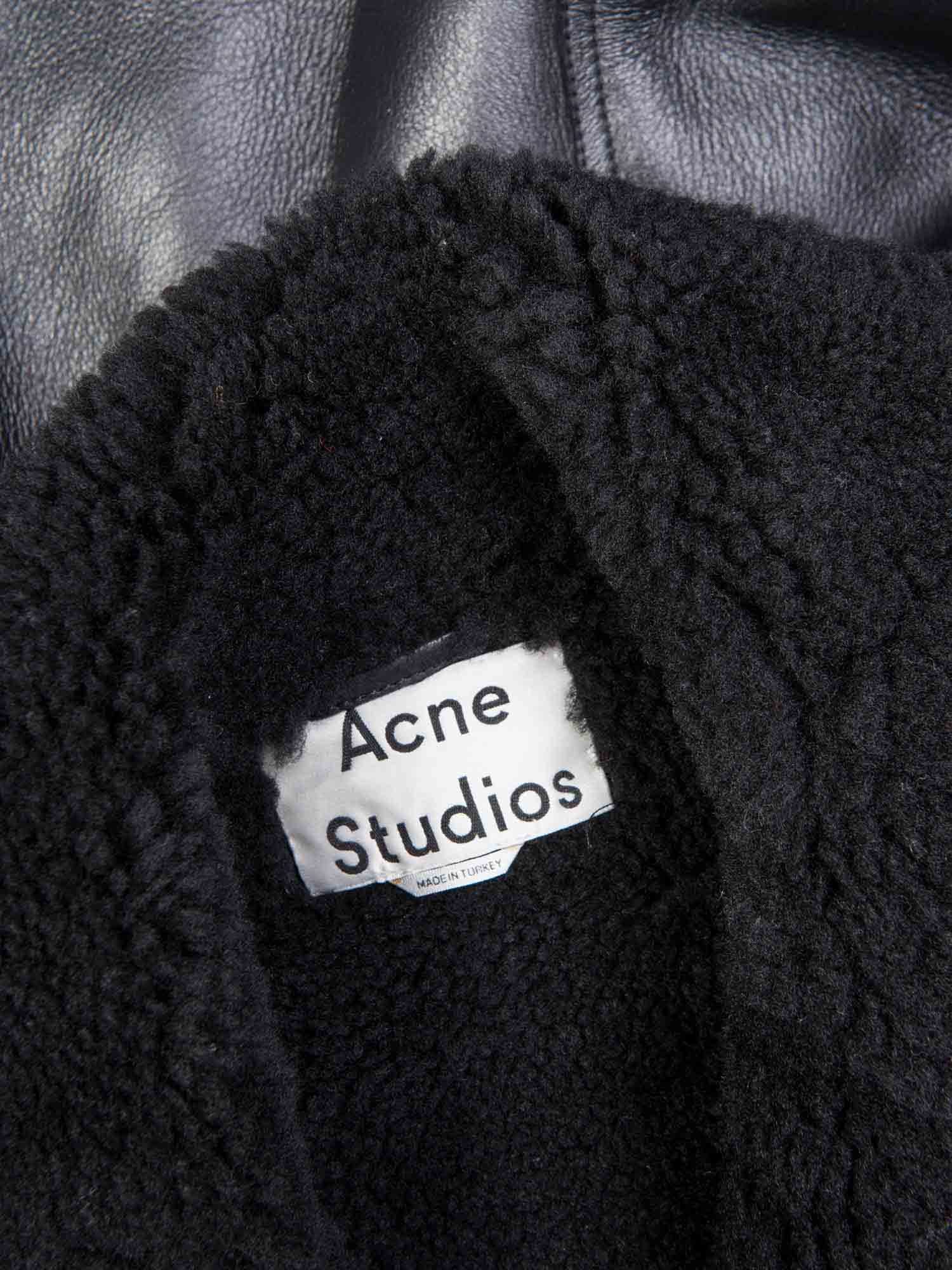 Acne Studios Leather Shearling Velocite Oversized Jacket Black