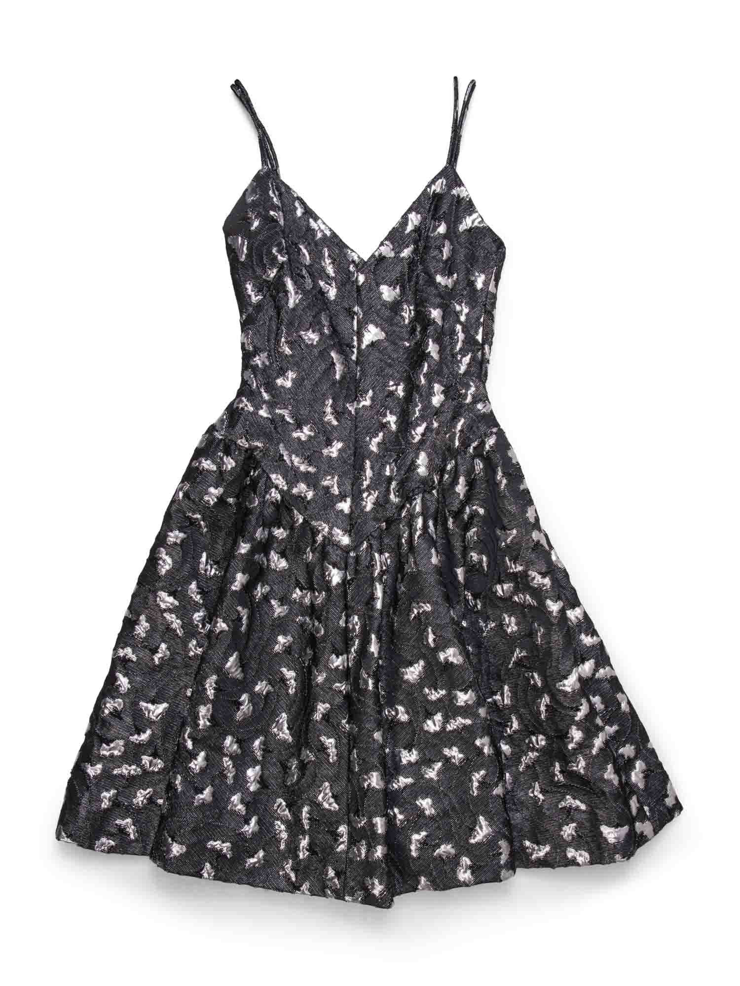 Pauline Trigers Pauline Trigere Vintage 60s Aline Pleated Midi Dress Black Silver