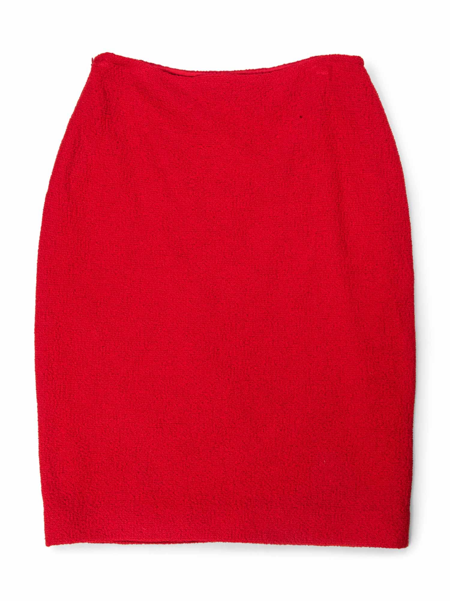 St. John Mini Pencil Skirt Red