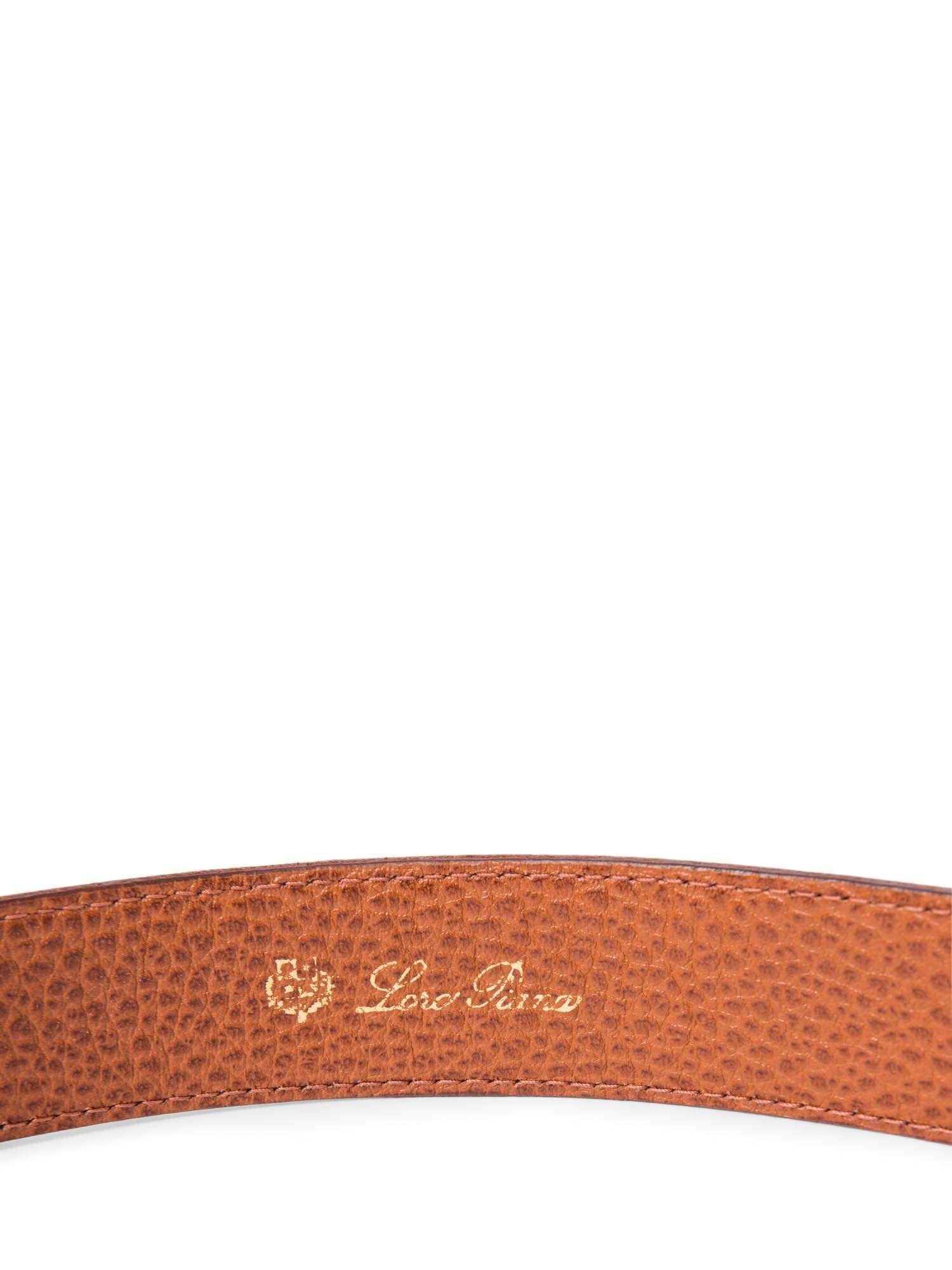 Loro Piana Logo Pebble Leather Belt Brown Silver