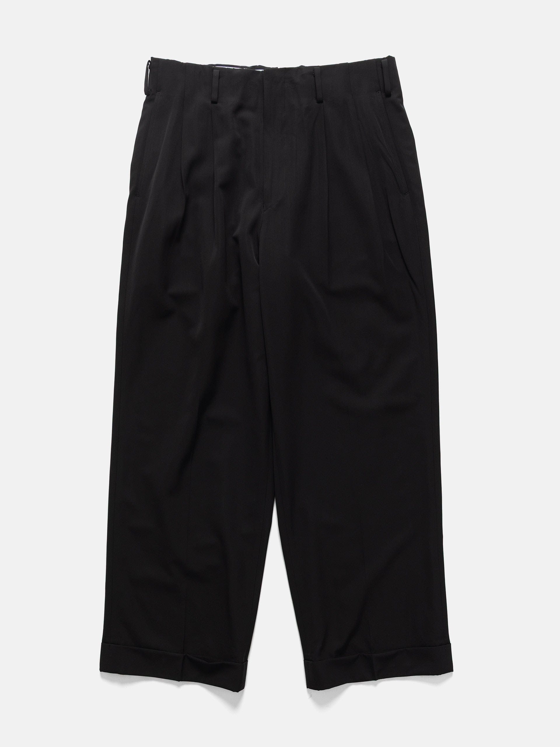 A.PRESSE Wool Rayon Wide Trousers Black