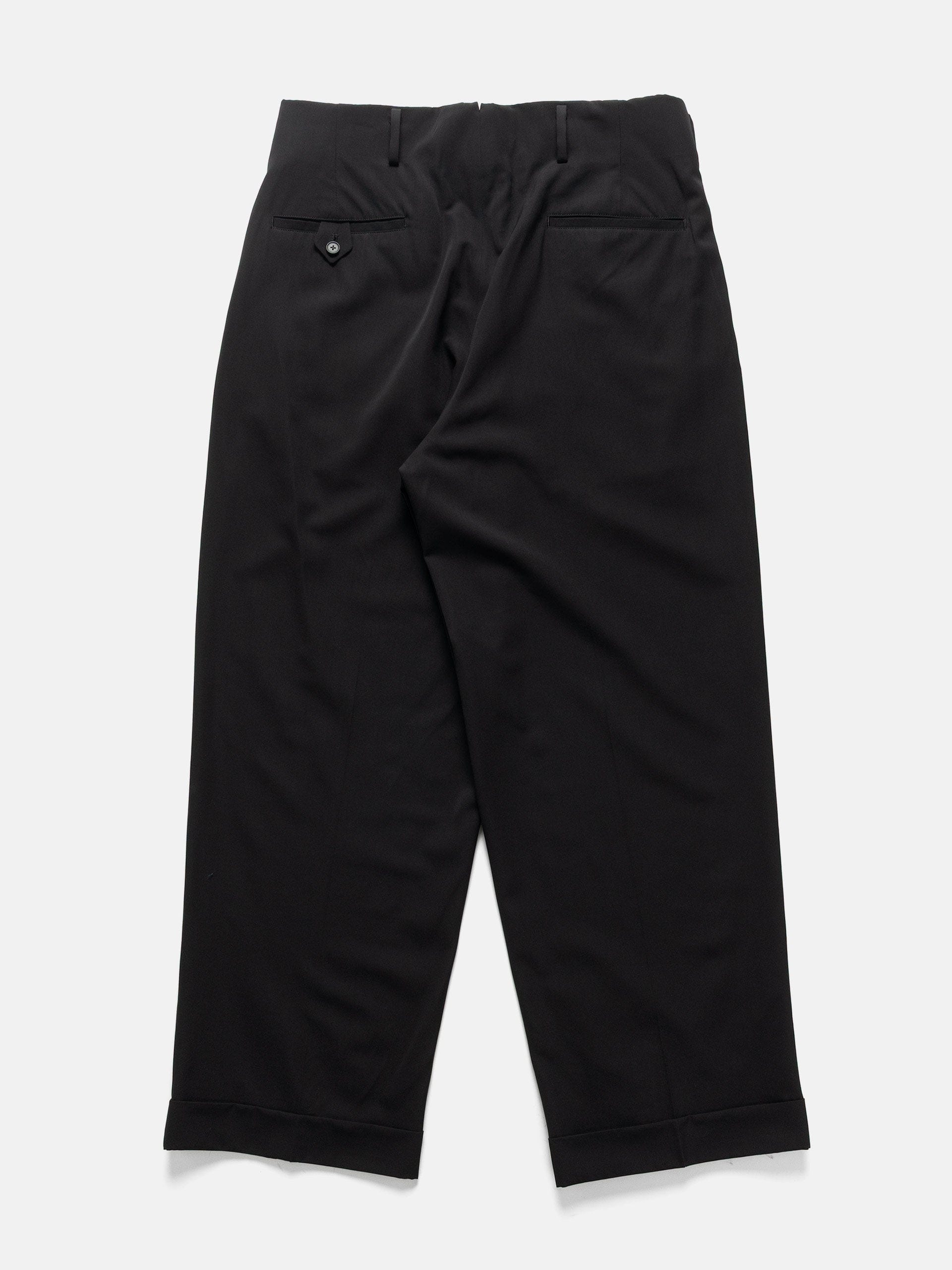A.PRESSE Wool Rayon Wide Trousers Black