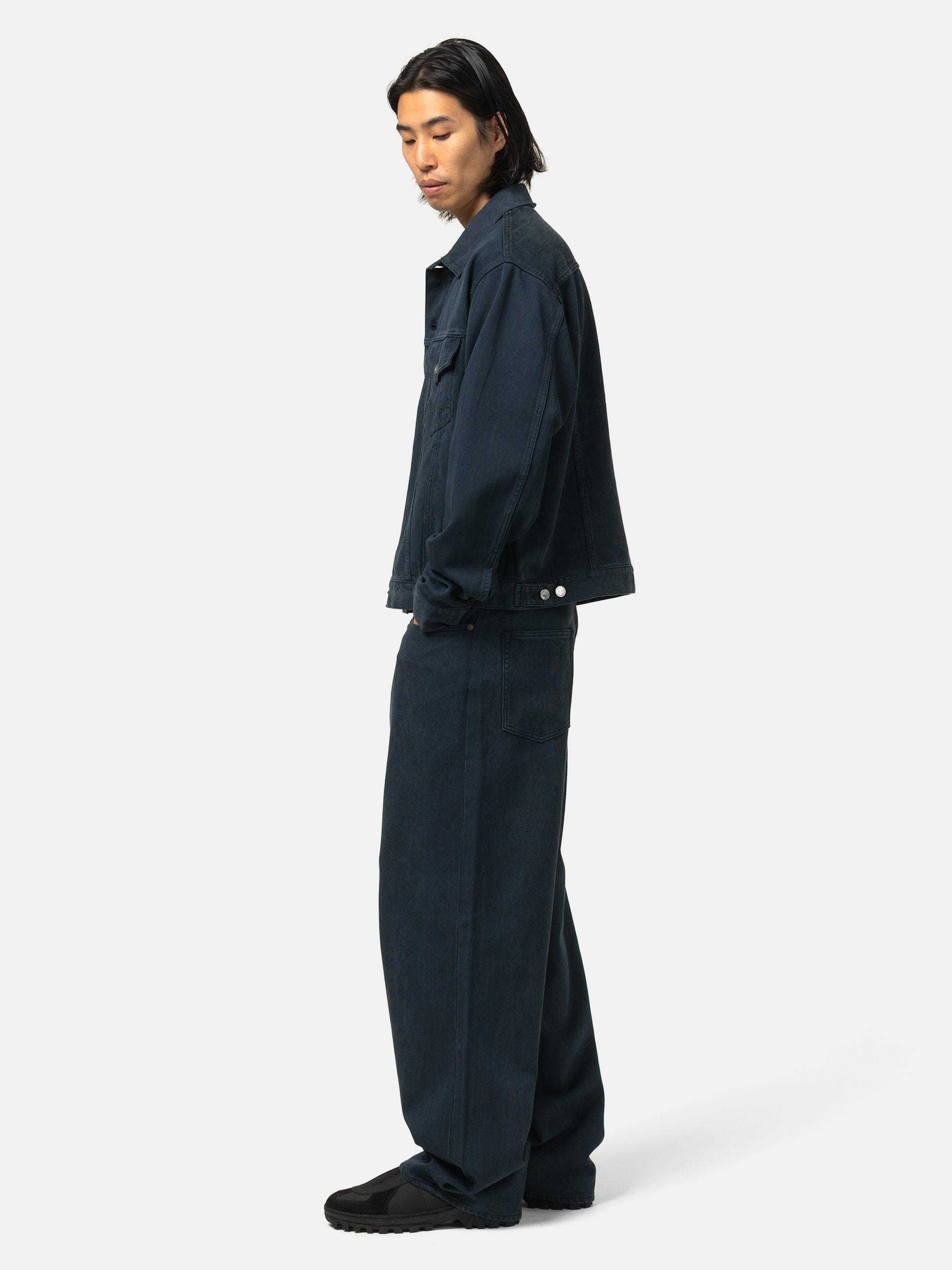 A.PRESSE Washed Silk Cotton Pique Pants Blue