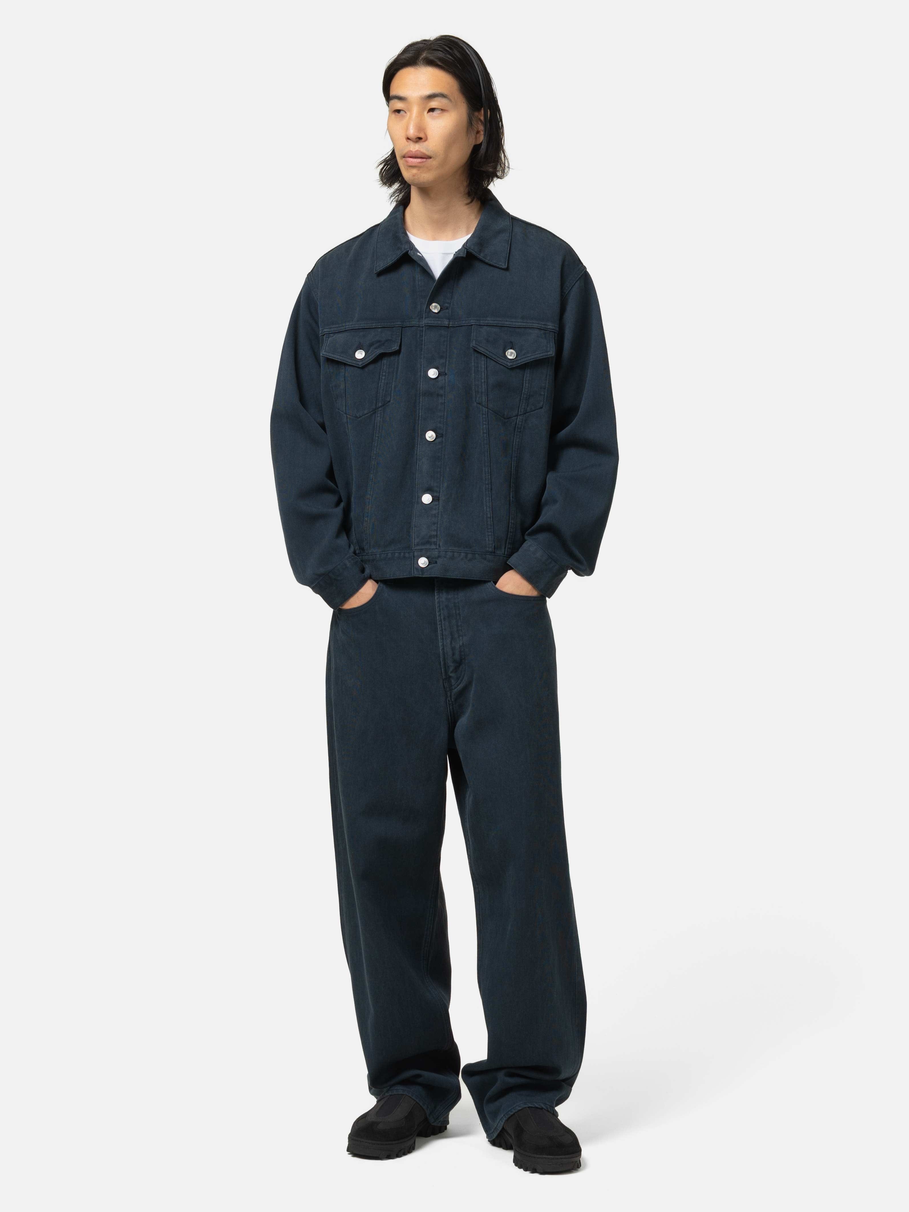 A.PRESSE Washed Silk Cotton Pique 3rd Type Jacket Blue
