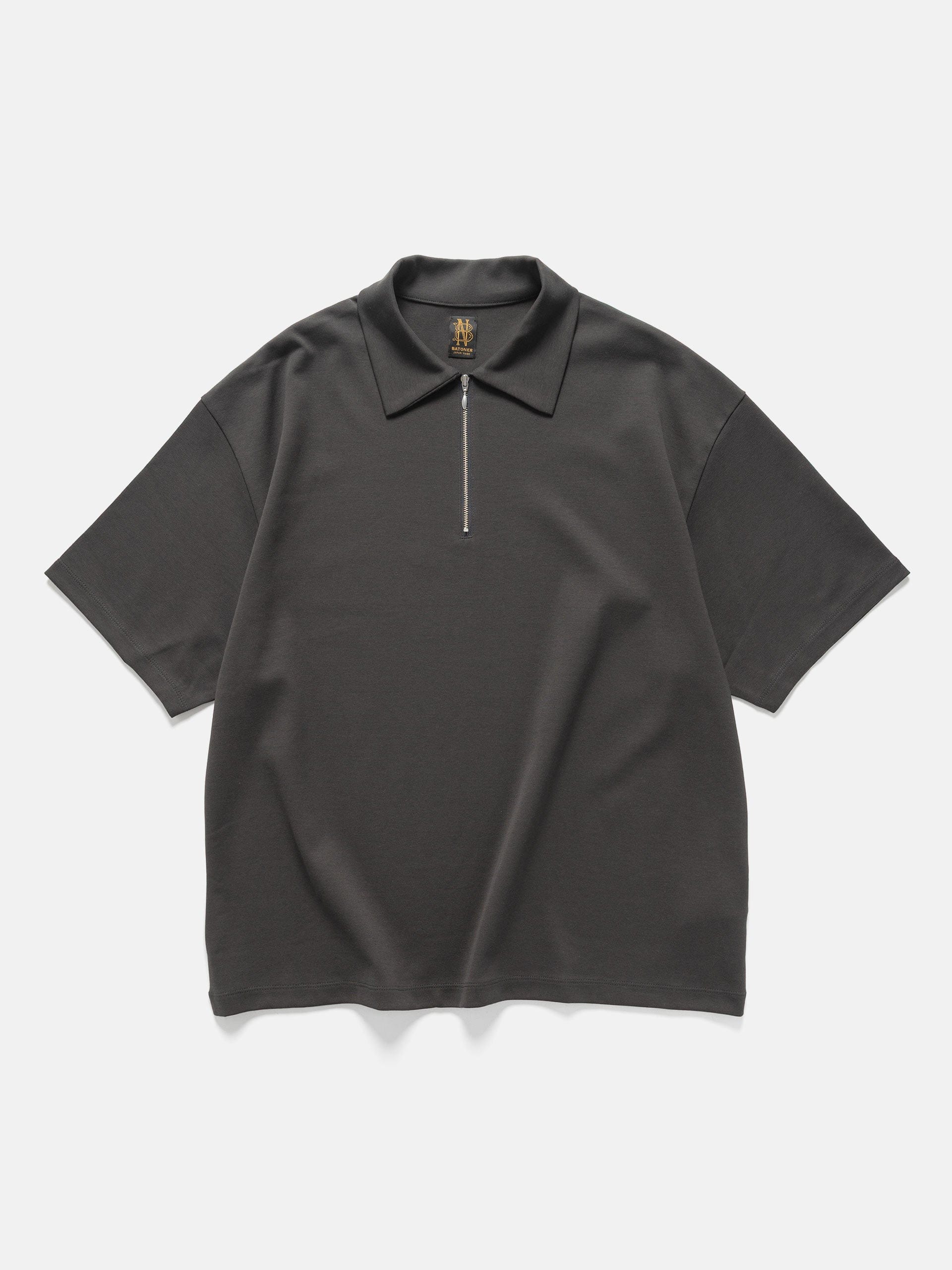 Batoner Milano Rib Half Zip T-Shirt Charcoal