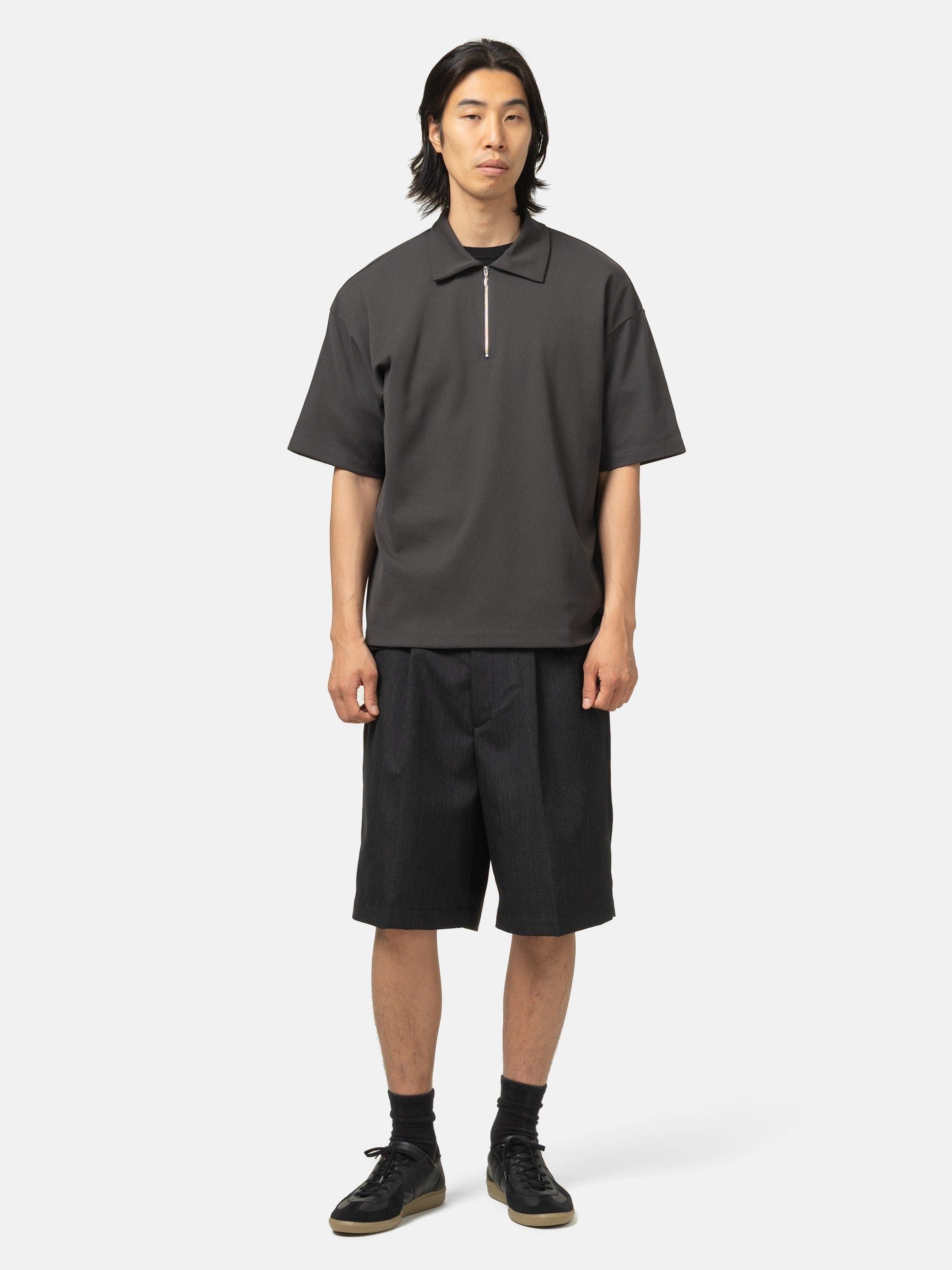 Batoner Milano Rib Half Zip T-Shirt Charcoal