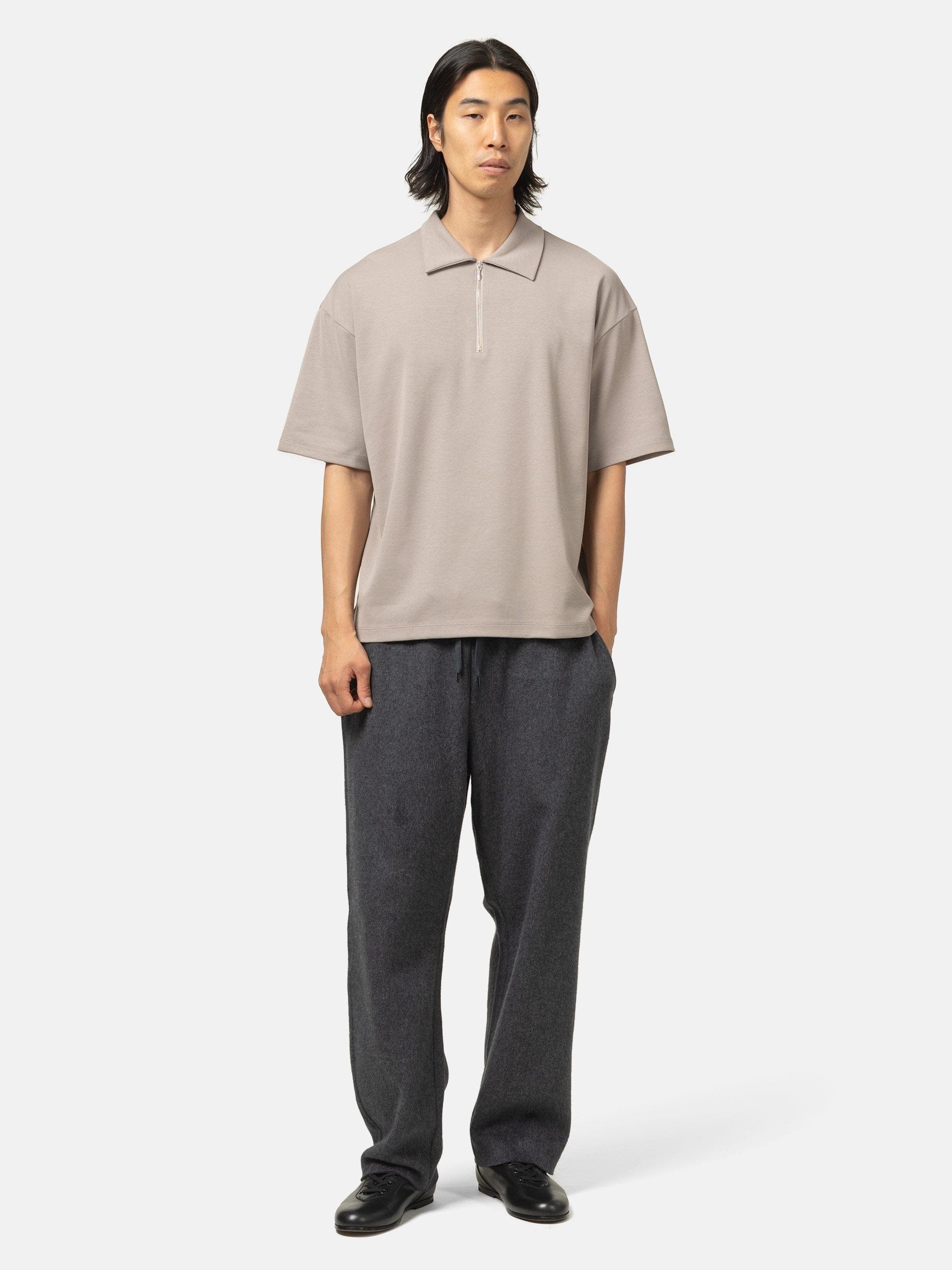Batoner Milano Rib Half Zip T-Shirt Taupe