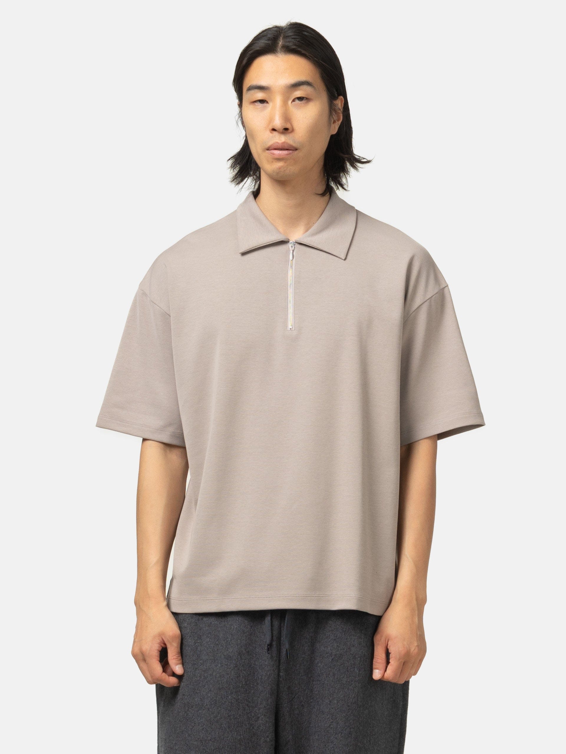 Batoner Milano Rib Half Zip T-Shirt Taupe