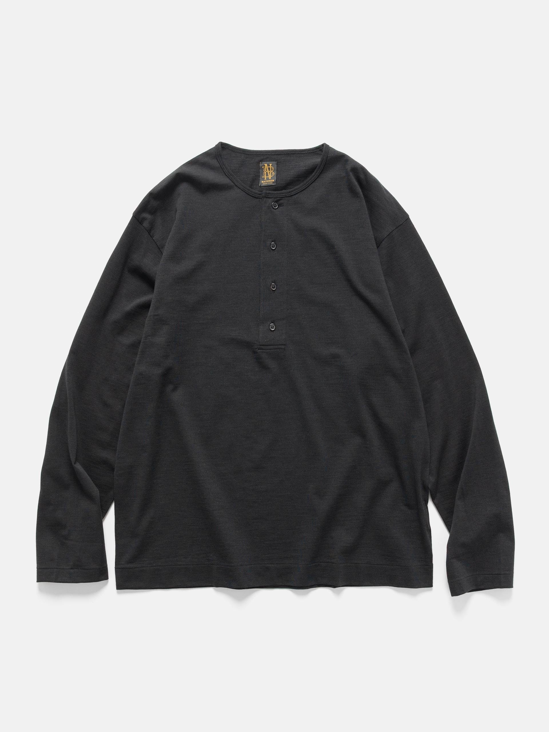 Batoner Slub Mix Sleeping Long Sleeve T-Shirt Black