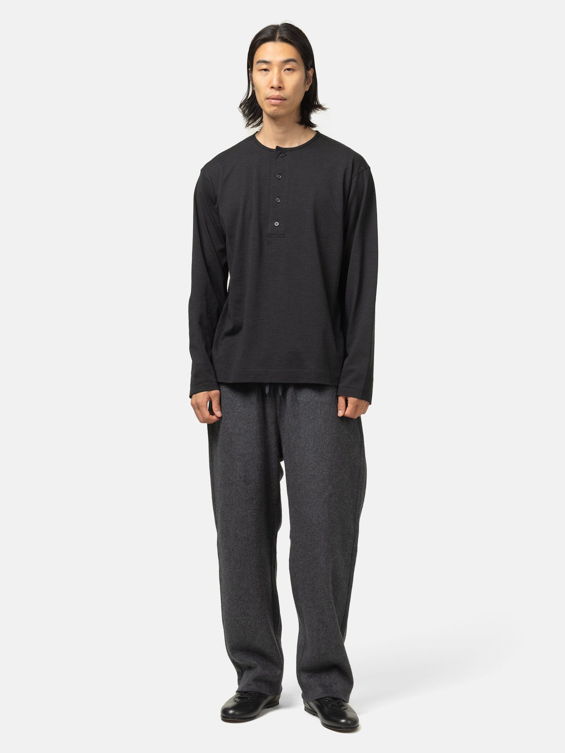 Batoner Slub Mix Sleeping Long Sleeve T-Shirt Black