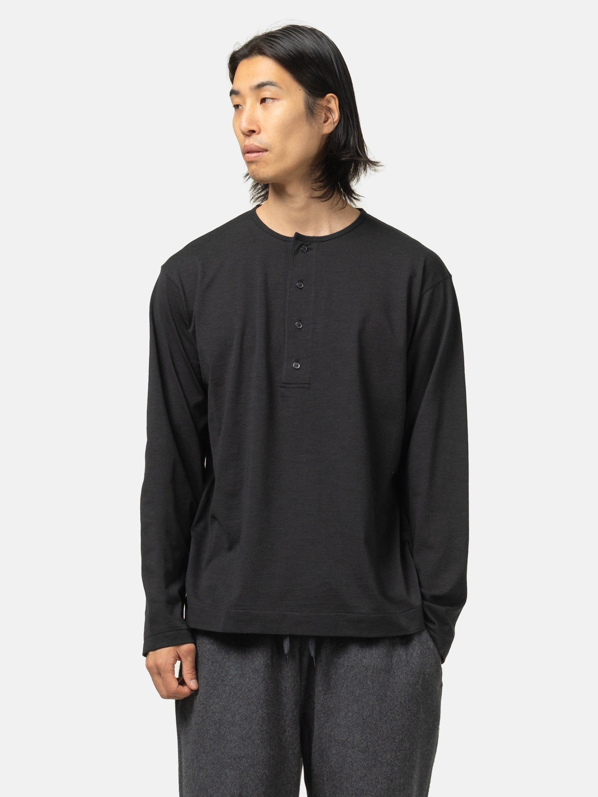 Batoner Slub Mix Sleeping Long Sleeve T-Shirt Black