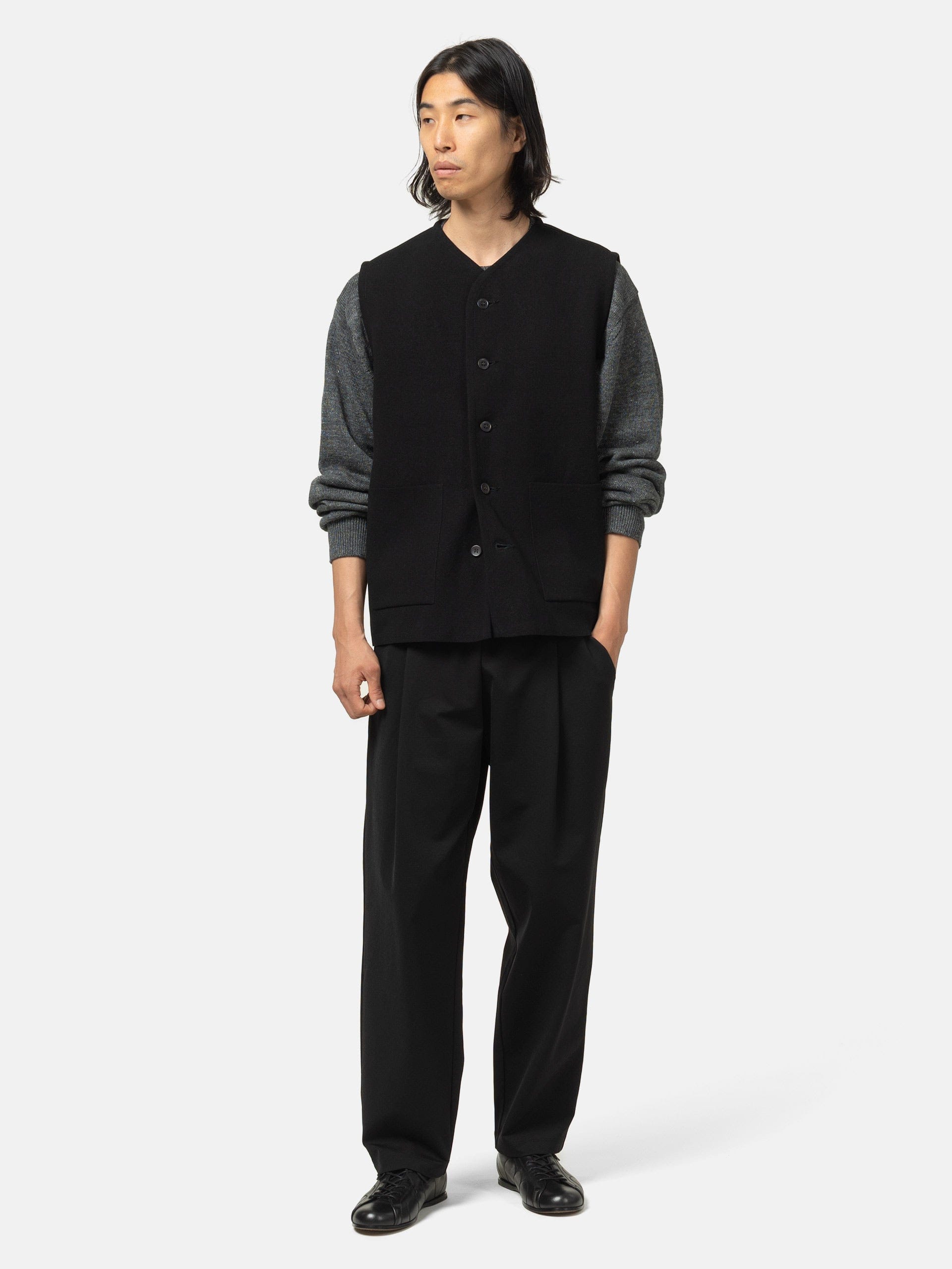 Batoner Cotton Nylon One Tuck Easy Pants Black