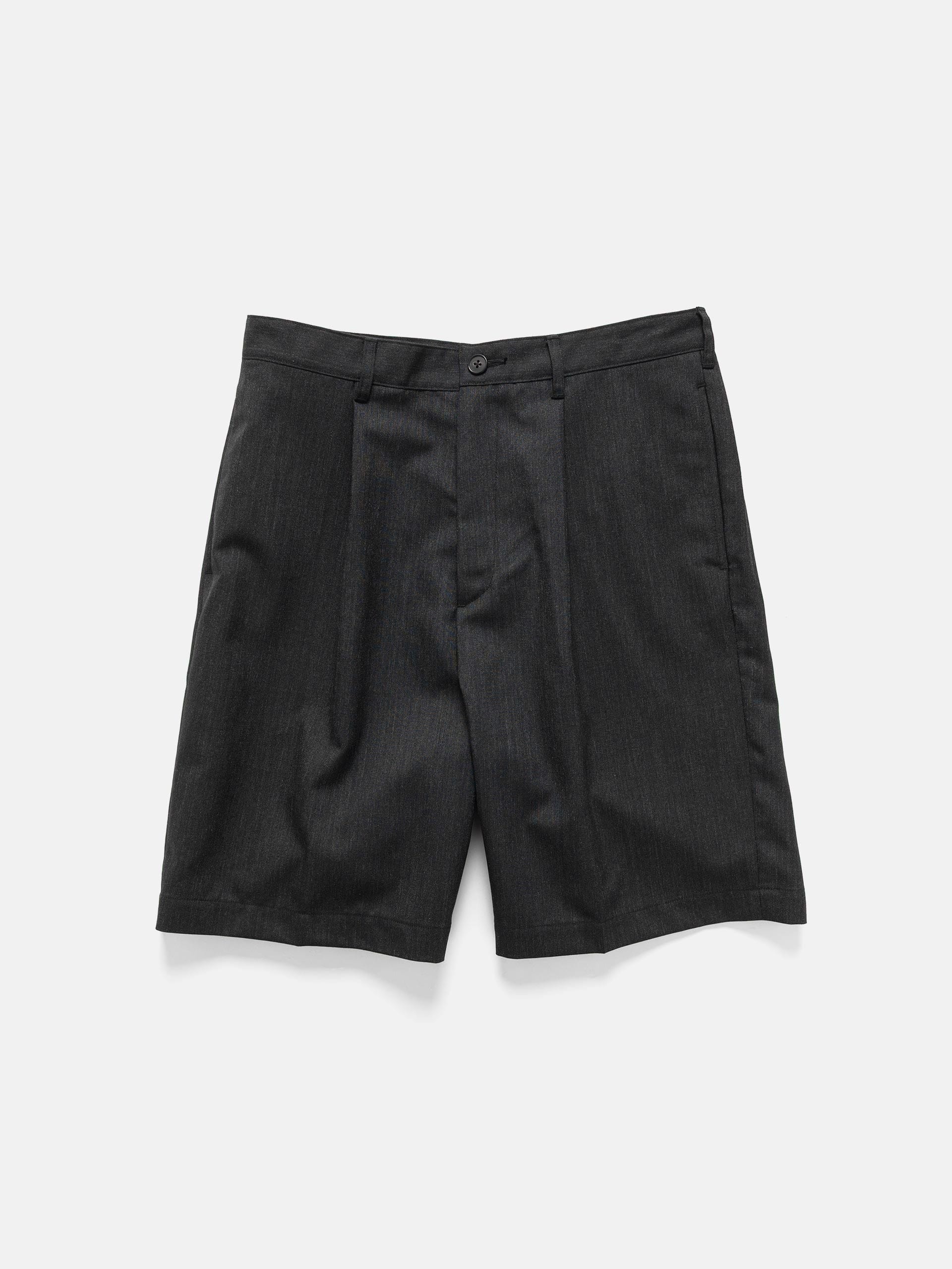 Batoner Summer Wool One Tuck Shorts Charcoal