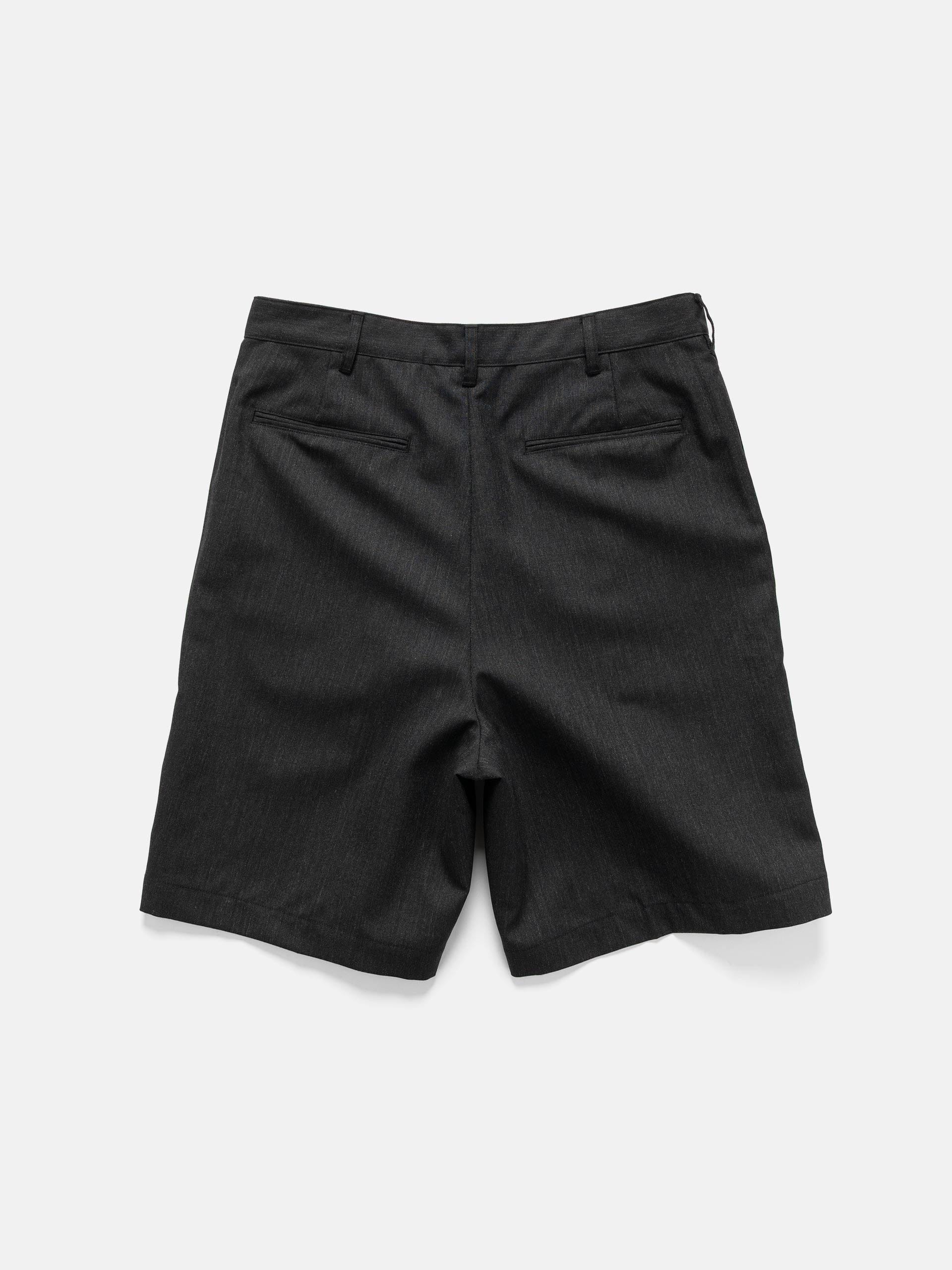 Batoner Summer Wool One Tuck Shorts Charcoal