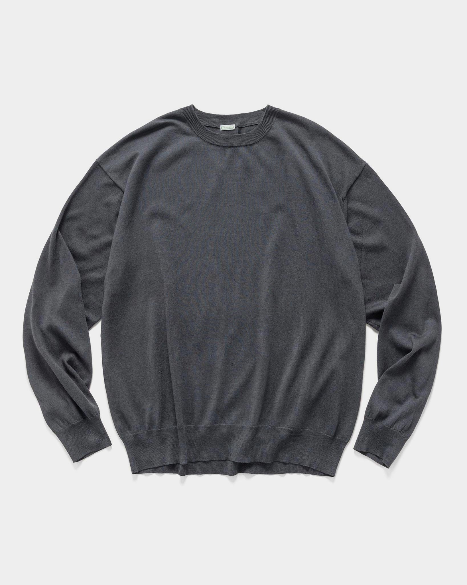 A.PRESSE Wool Cotton High Gauge Crew Neck Sweater Gray