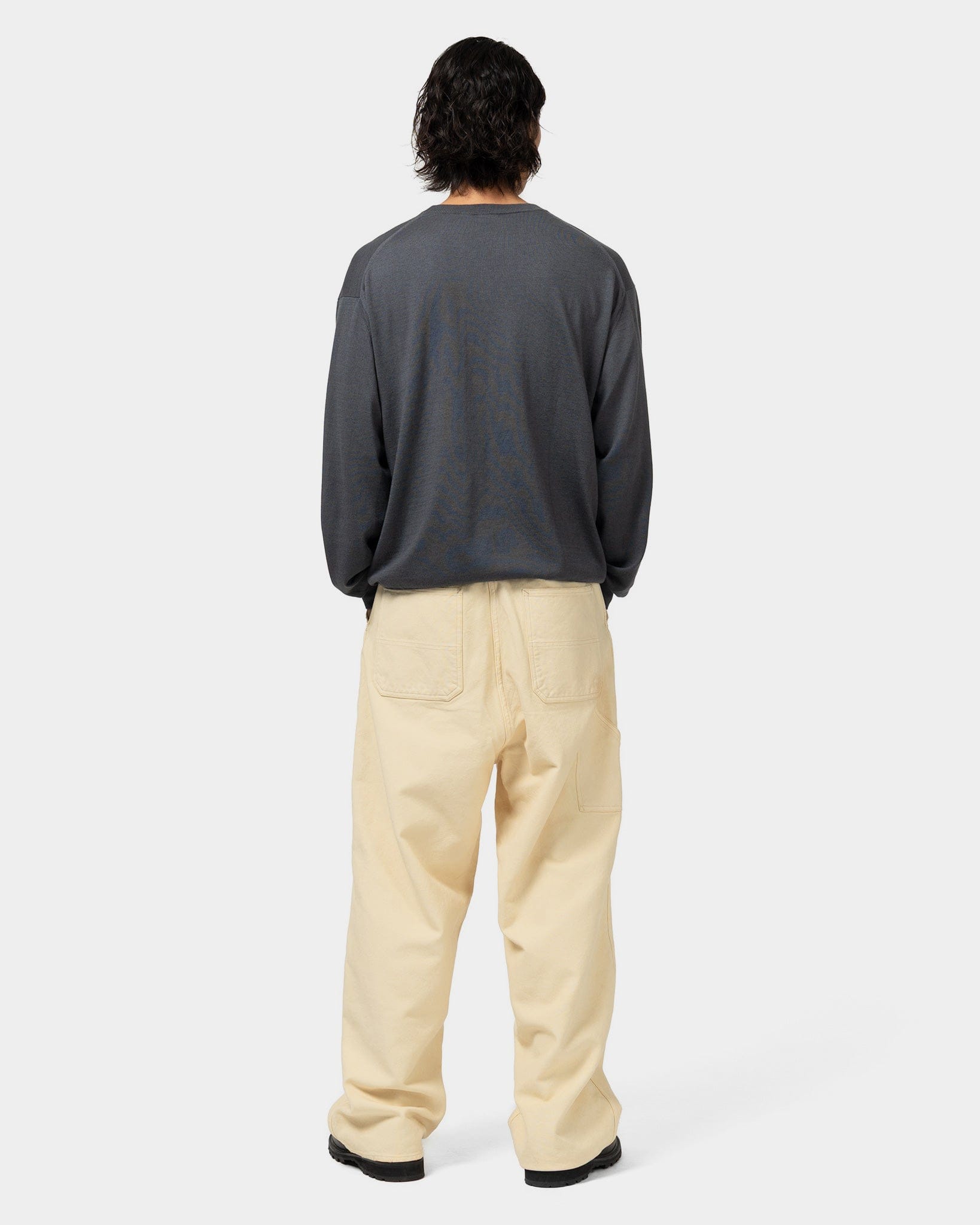A.PRESSE Wool Cotton High Gauge Crew Neck Sweater Gray