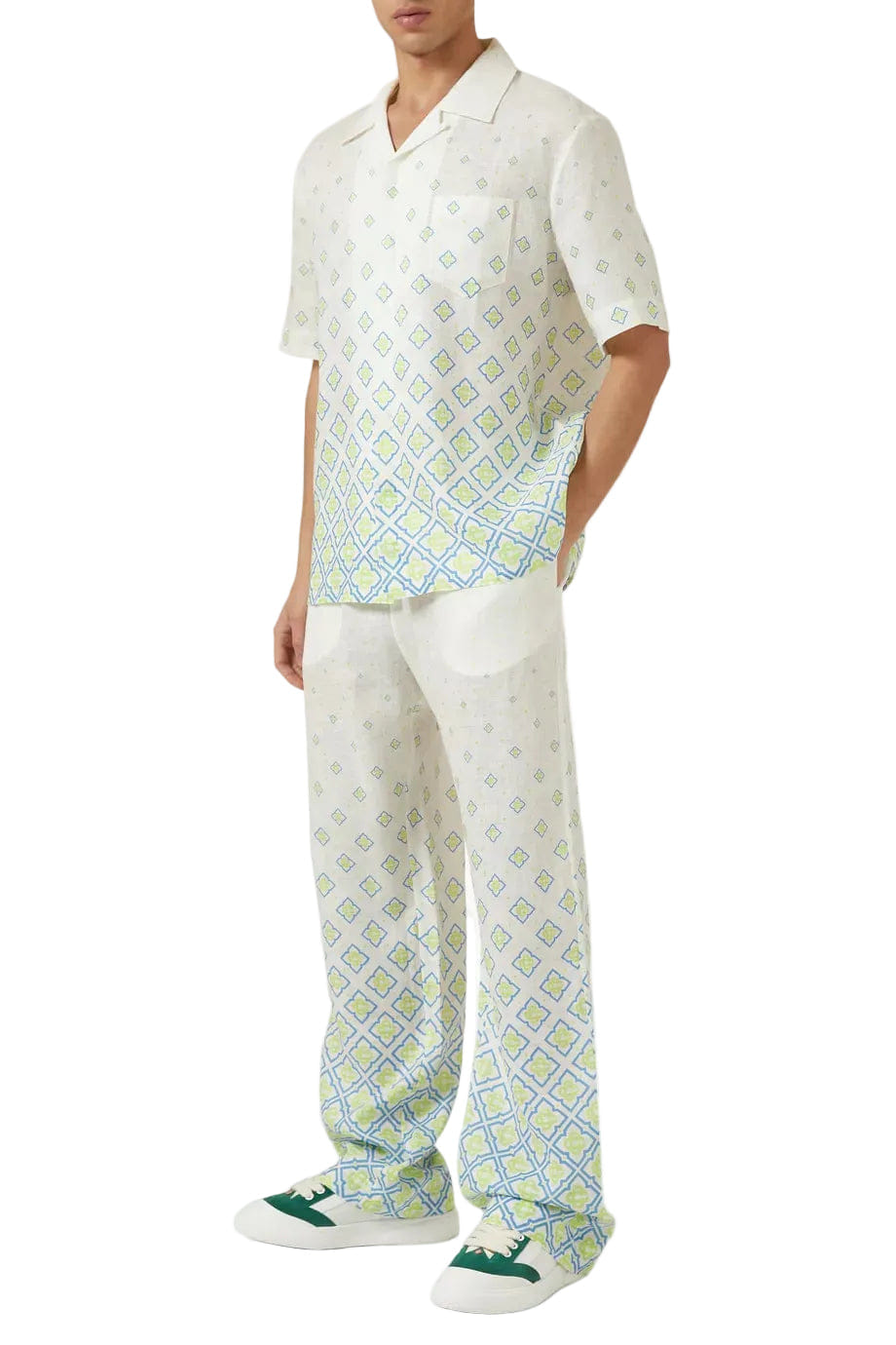 Casablanca Degrade Linen Monogram Long Trousers 'White'