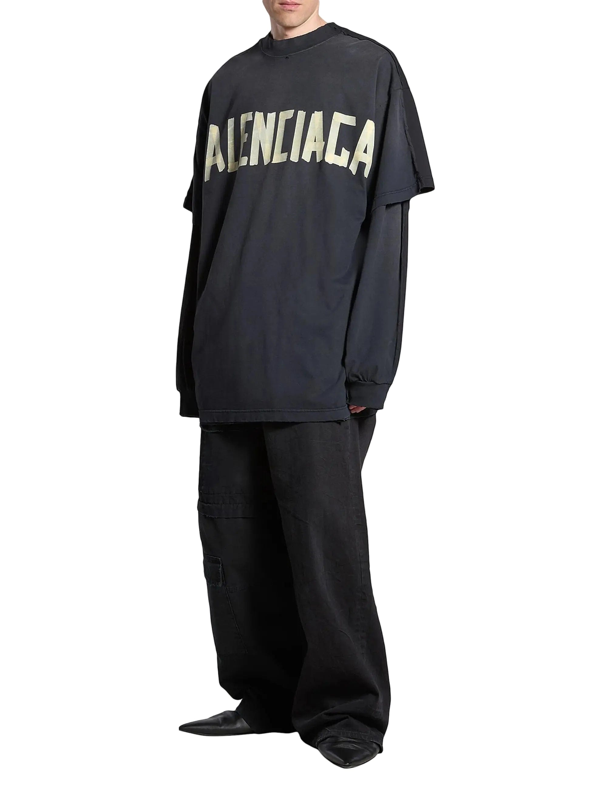 Balenciaga Tape Type Double Front Tee 'Faded Black'