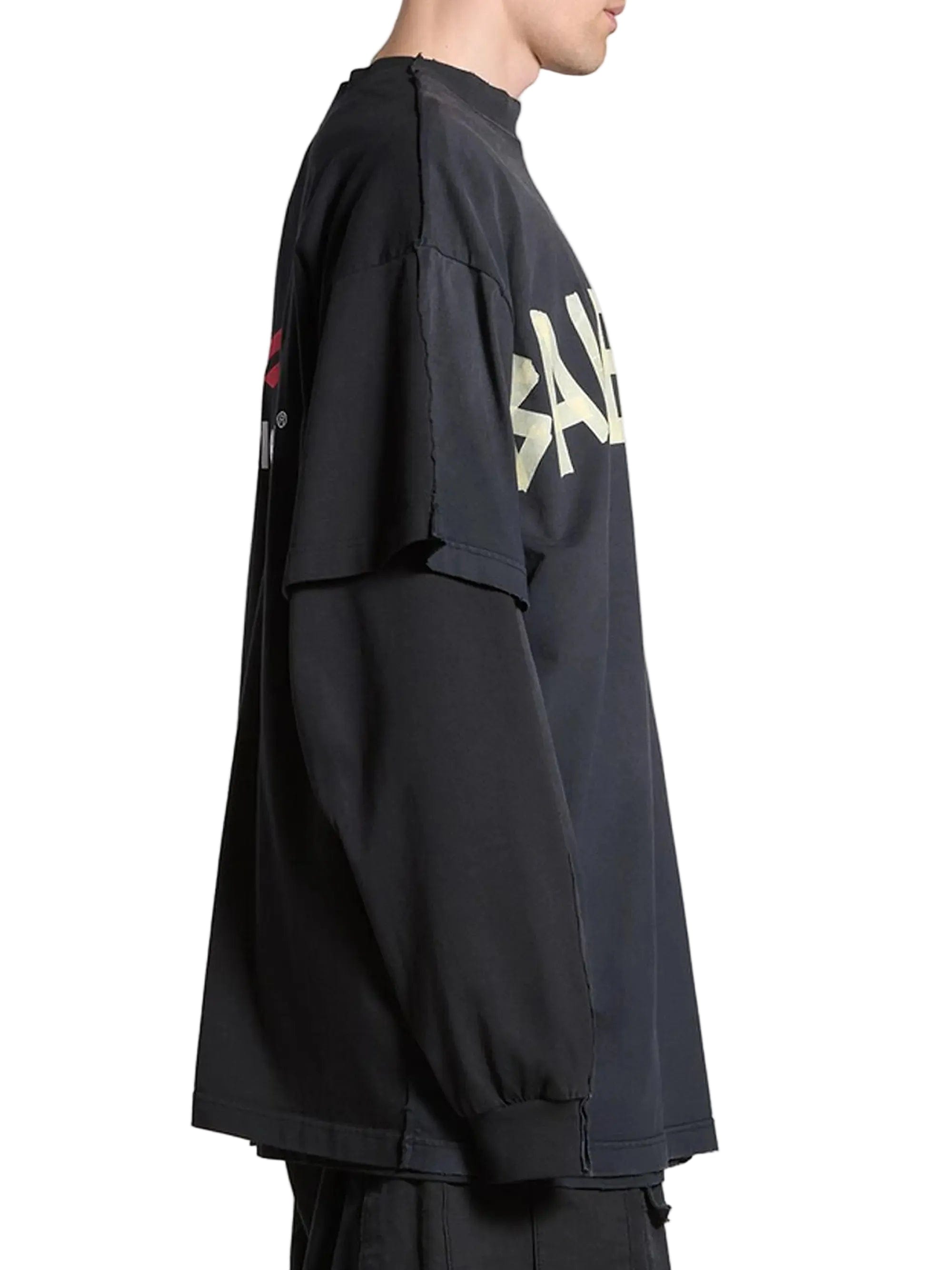 Balenciaga Tape Type Double Front Tee 'Faded Black'