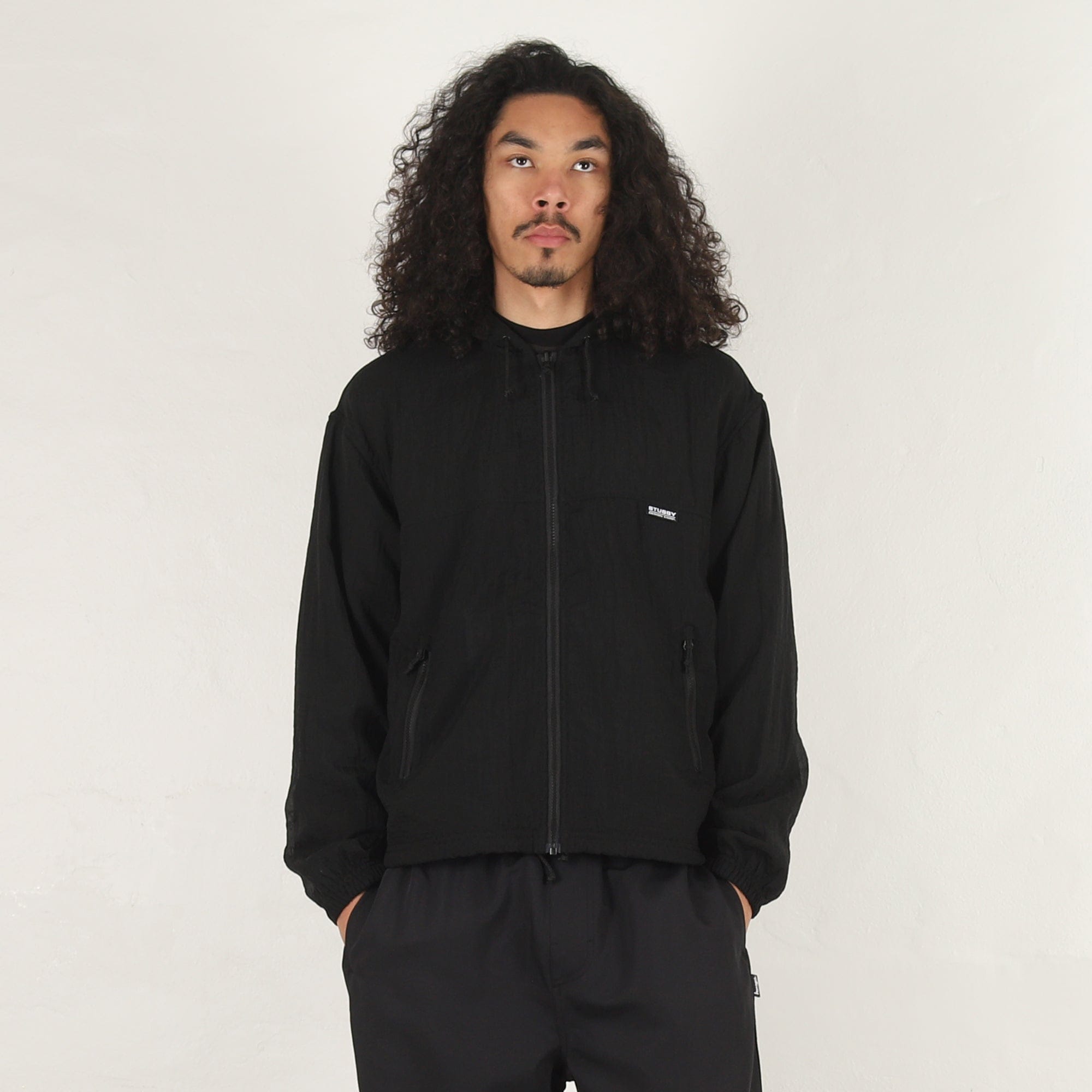 Stussy Layered Mesh Hooded Jacket - Black