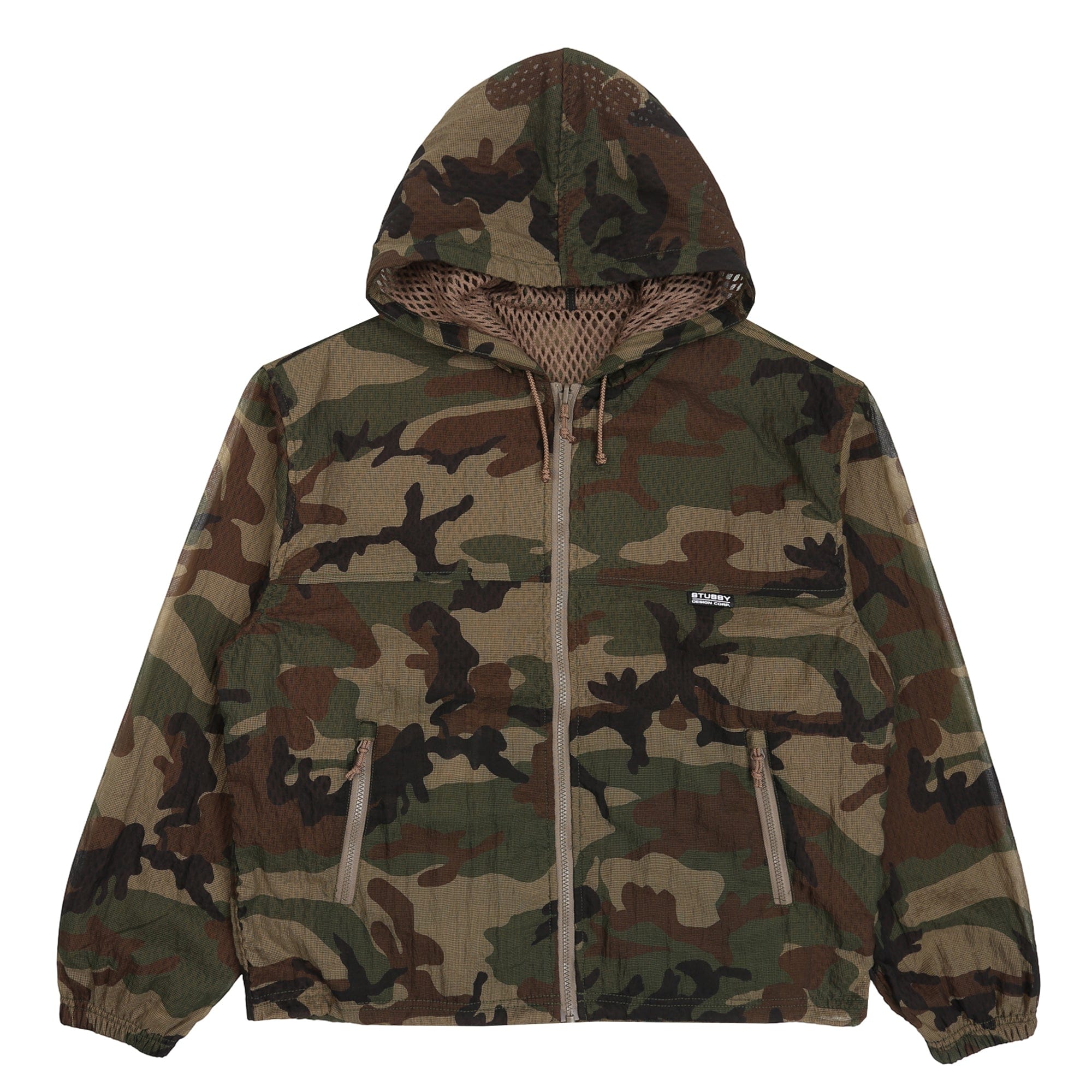 Stussy Layered Mesh Hooded Jacket - Woodland Camo