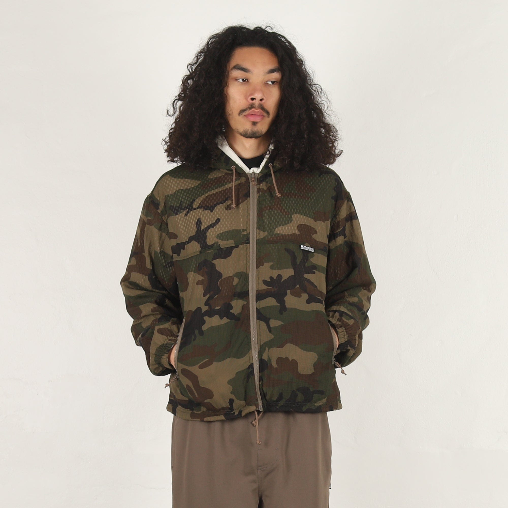 Stussy Layered Mesh Hooded Jacket - Woodland Camo