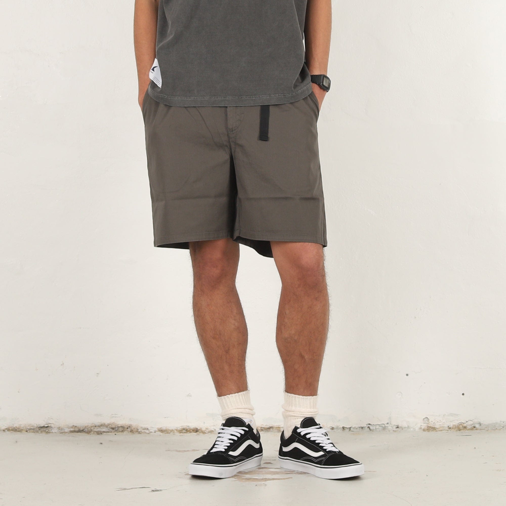 Descendant Clasp Twill Webbing Shorts - Charcoal