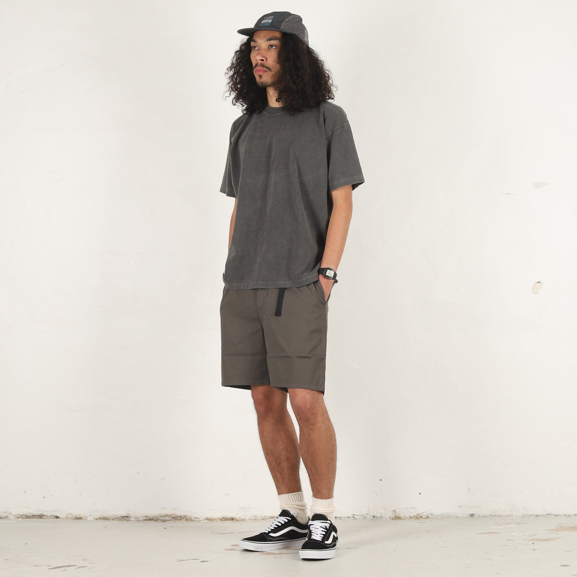 Descendant Clasp Twill Webbing Shorts - Charcoal