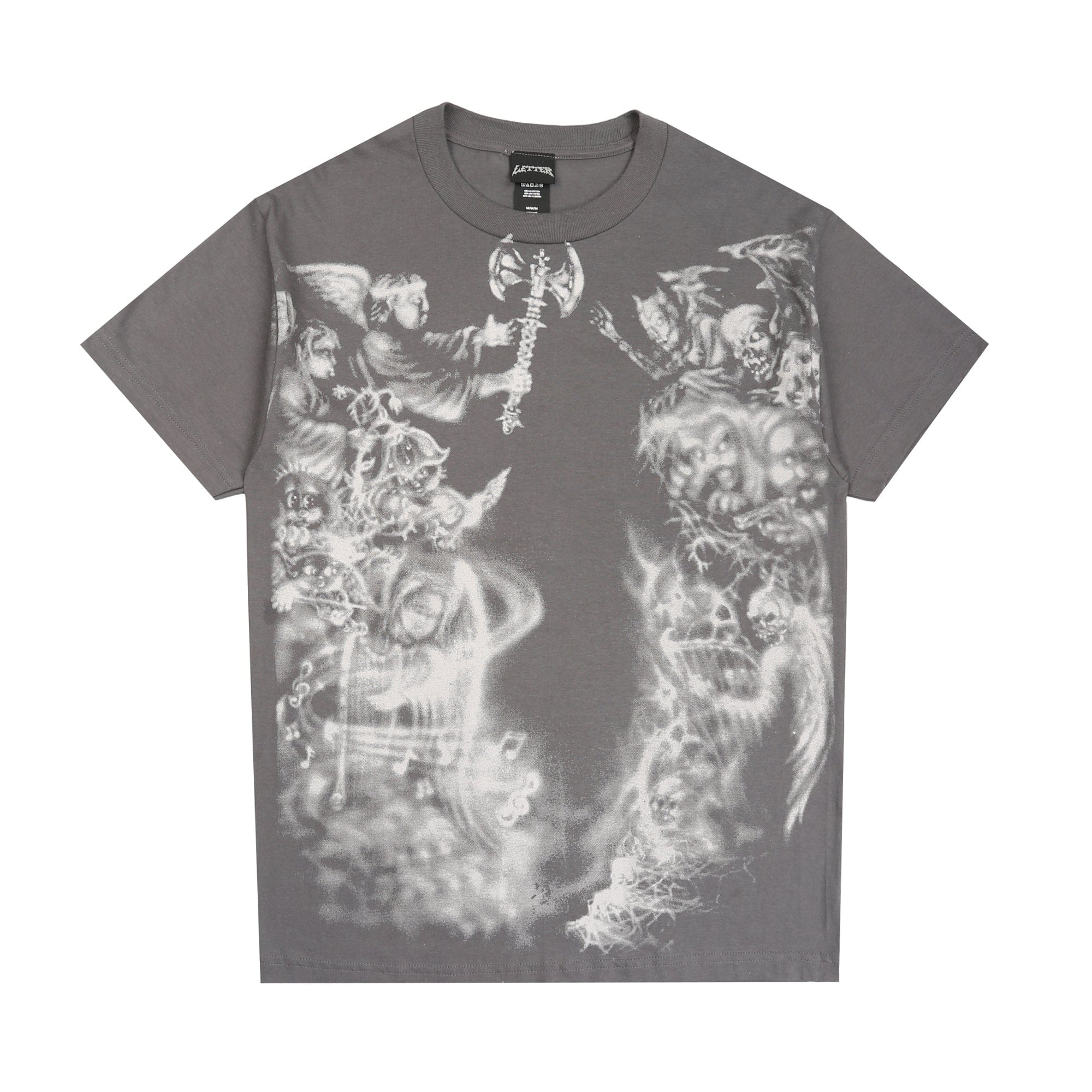 Letter Airbrush T-Shirt - Grey