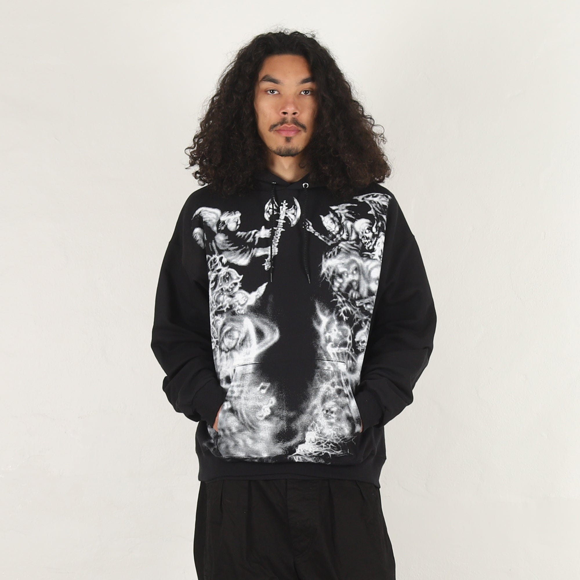 Letter Airbrush Hoodie - Black