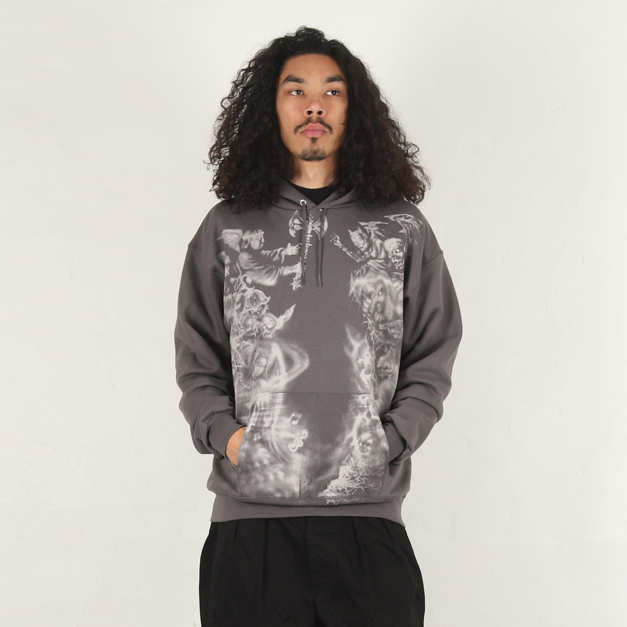 Letter Airbrush Hoodie - Grey