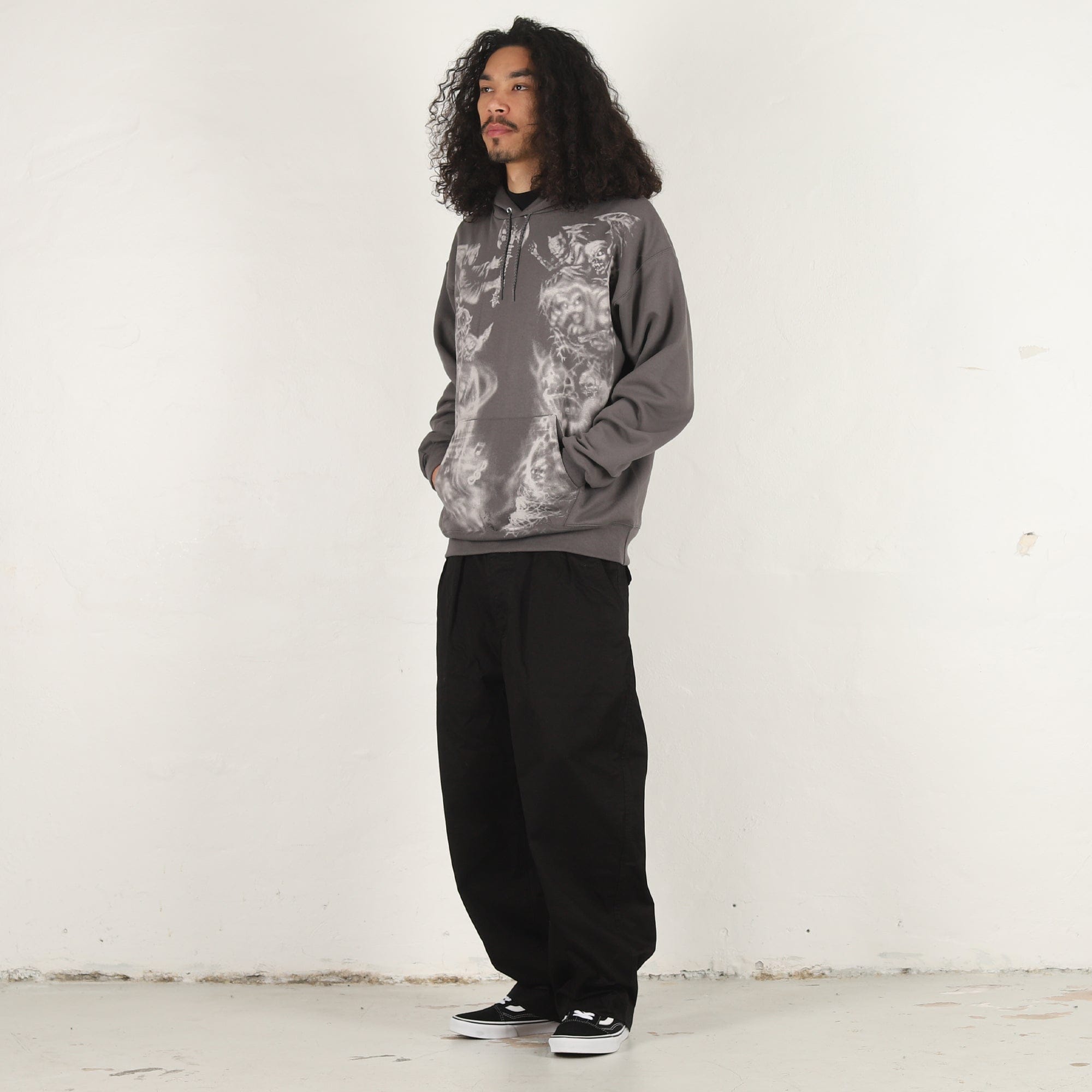 Letter Airbrush Hoodie - Grey