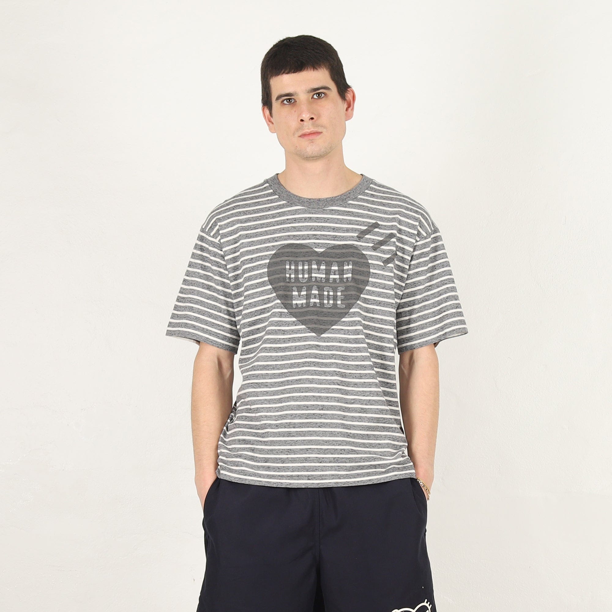 Human Made Heart Striped T-Shirt - Grey