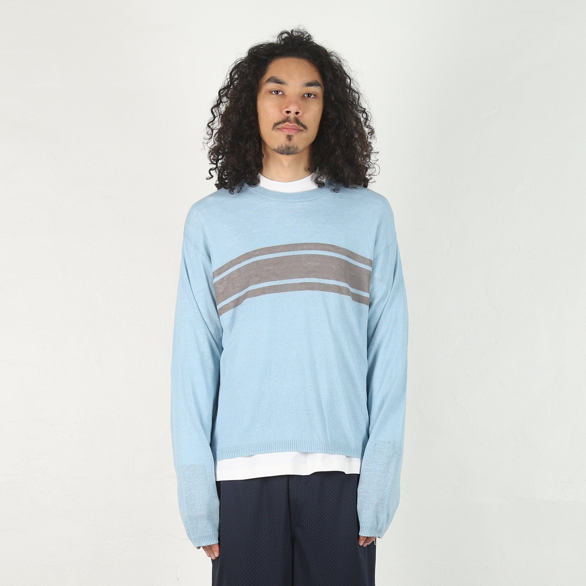 Stussy Striped Long Sleeve Sweater - Blue