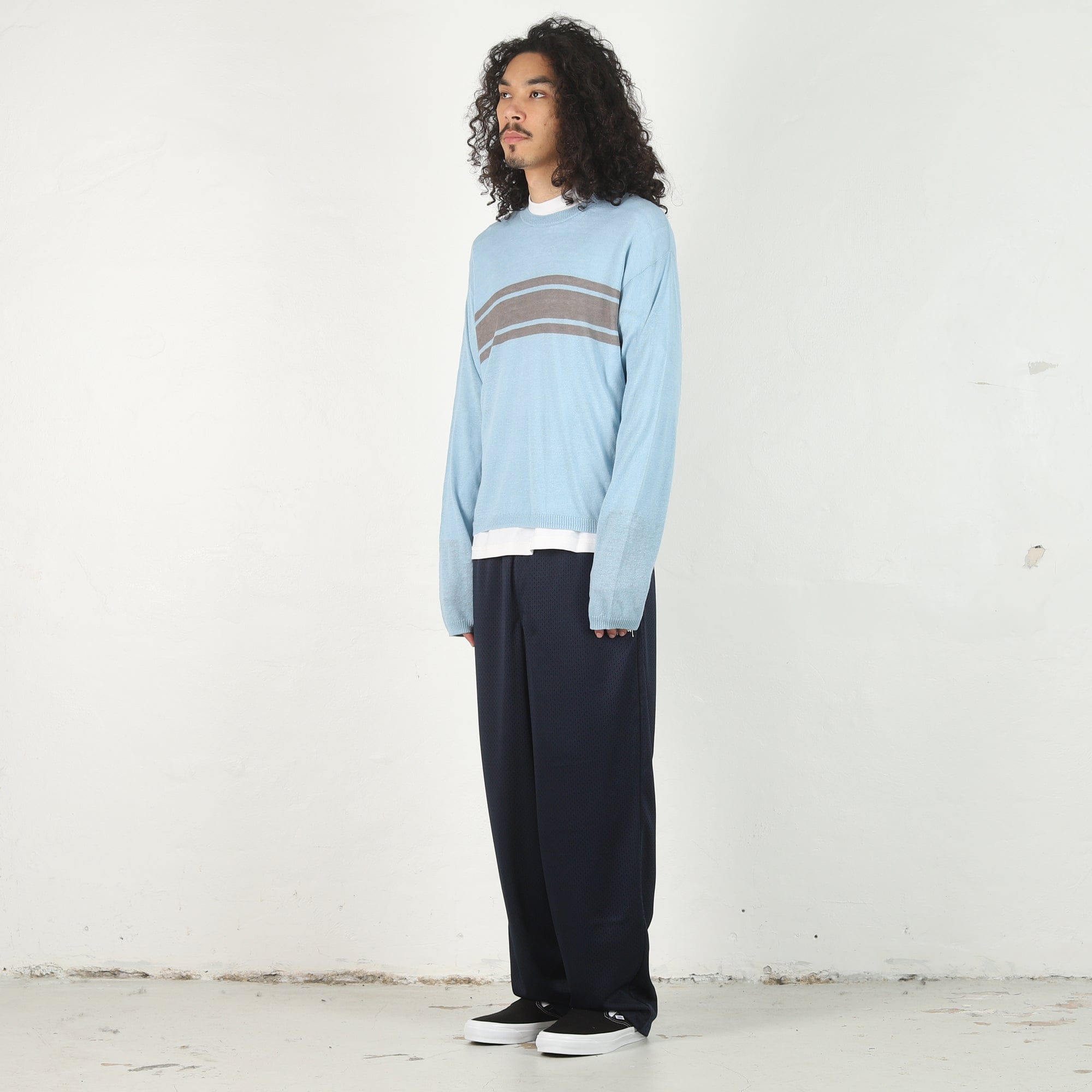 Stussy Striped Long Sleeve Sweater - Blue