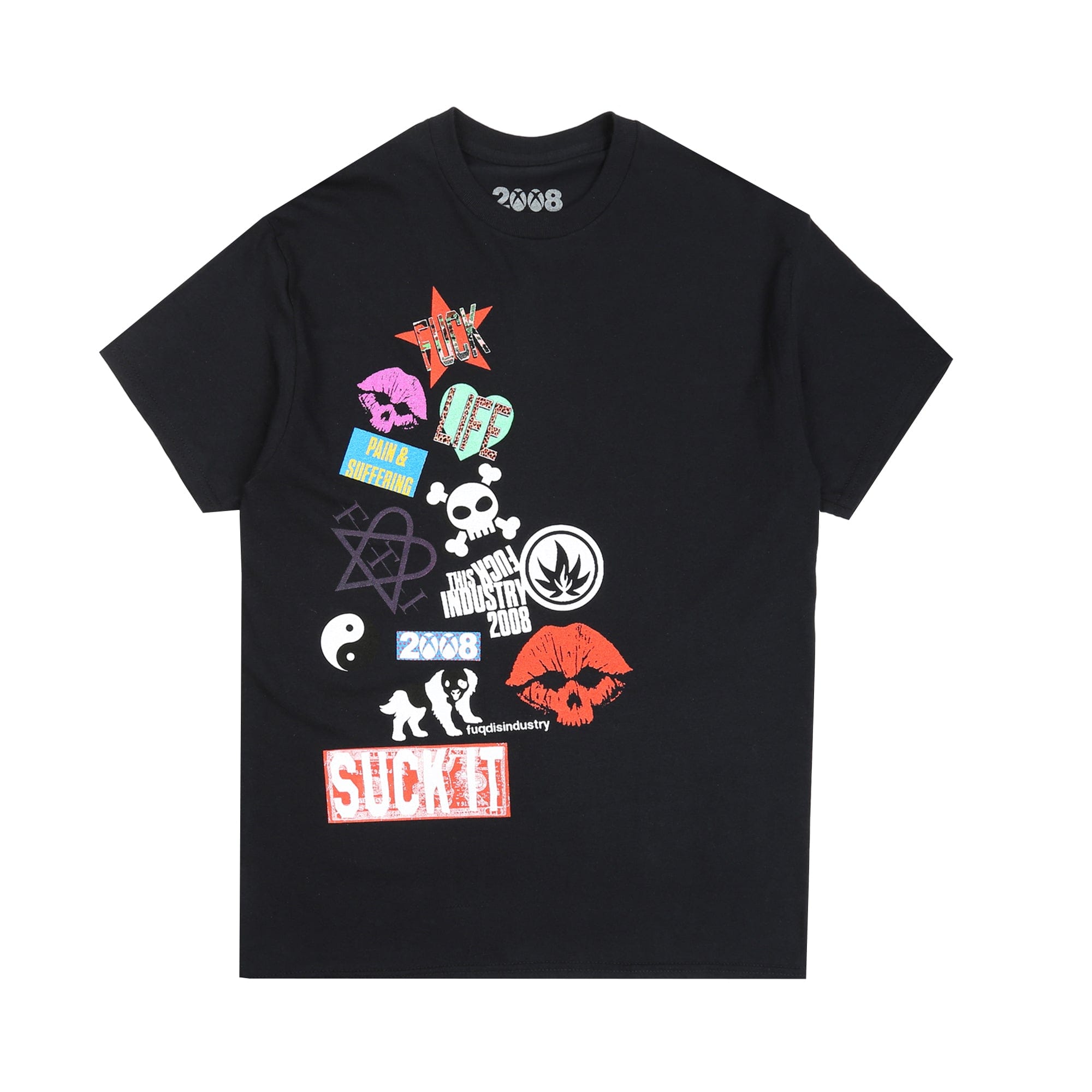 Fuck This Industry Stickers T-Shirt - Black