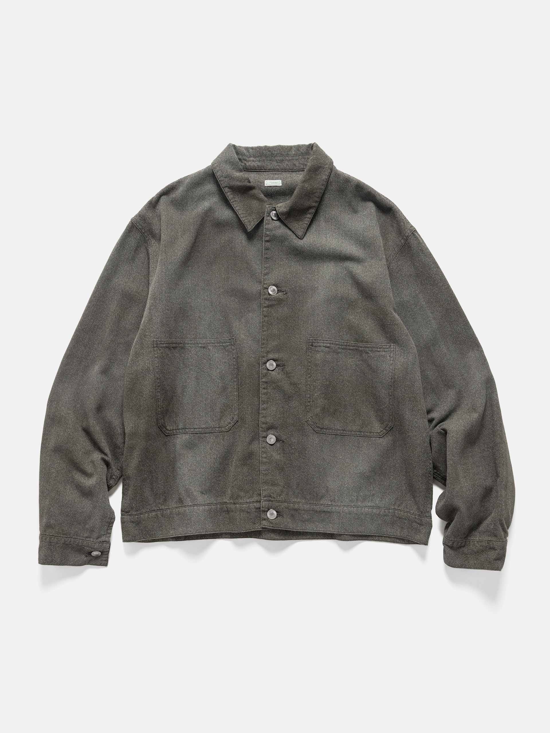A.PRESSE Vintage Black Chambray Work Jacket Black