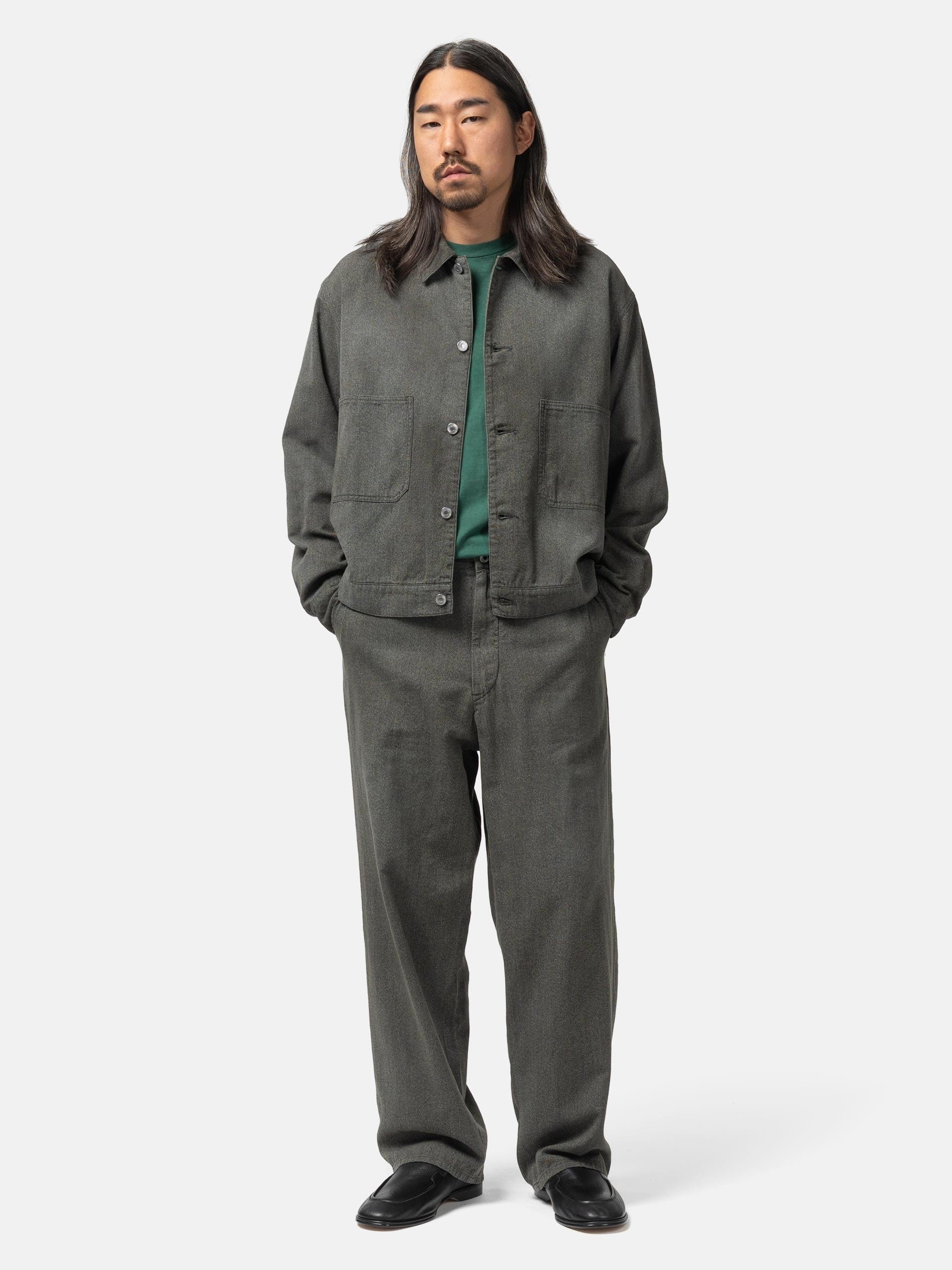 A.PRESSE Vintage Black Chambray Work Jacket Black