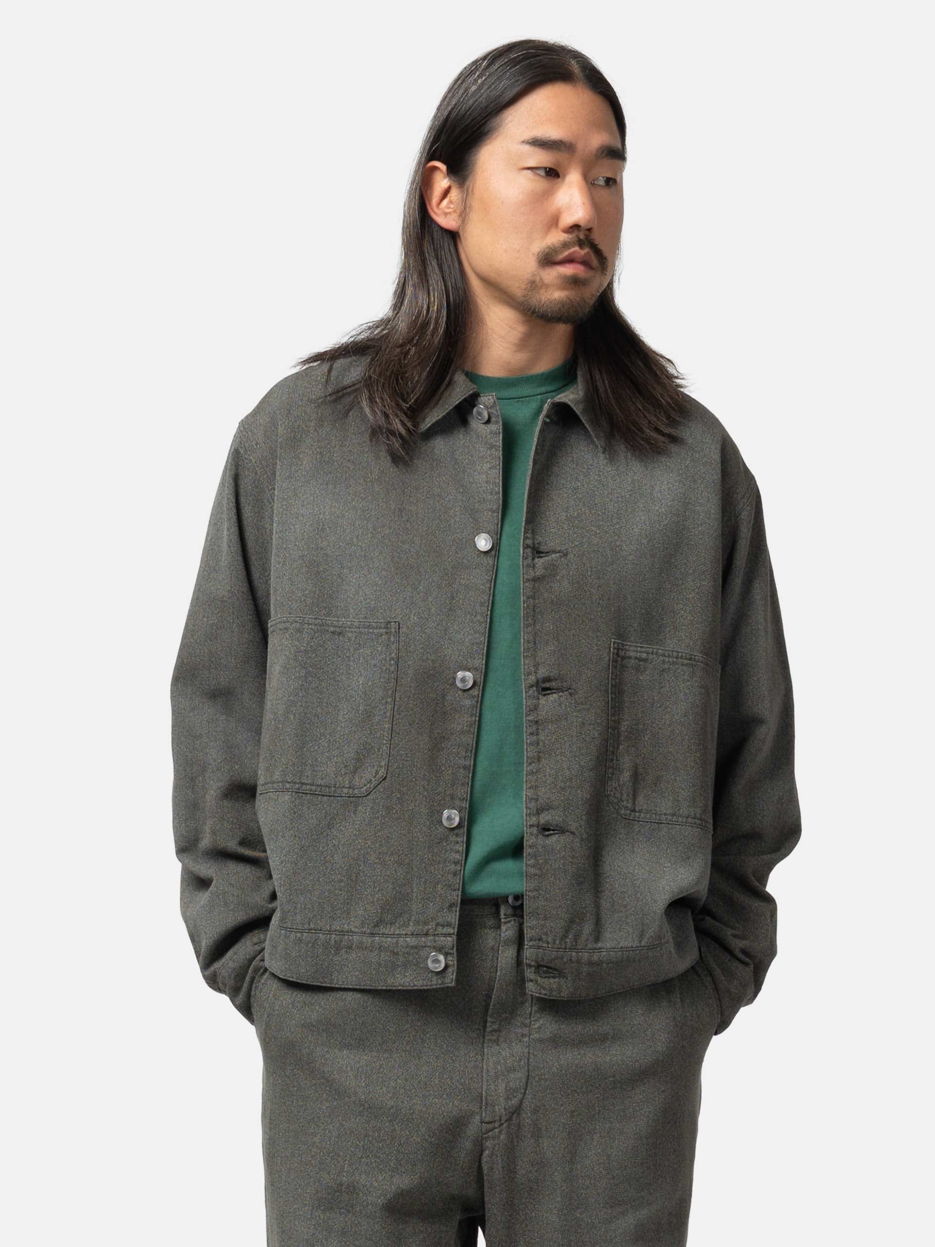 A.PRESSE Vintage Black Chambray Work Jacket Black