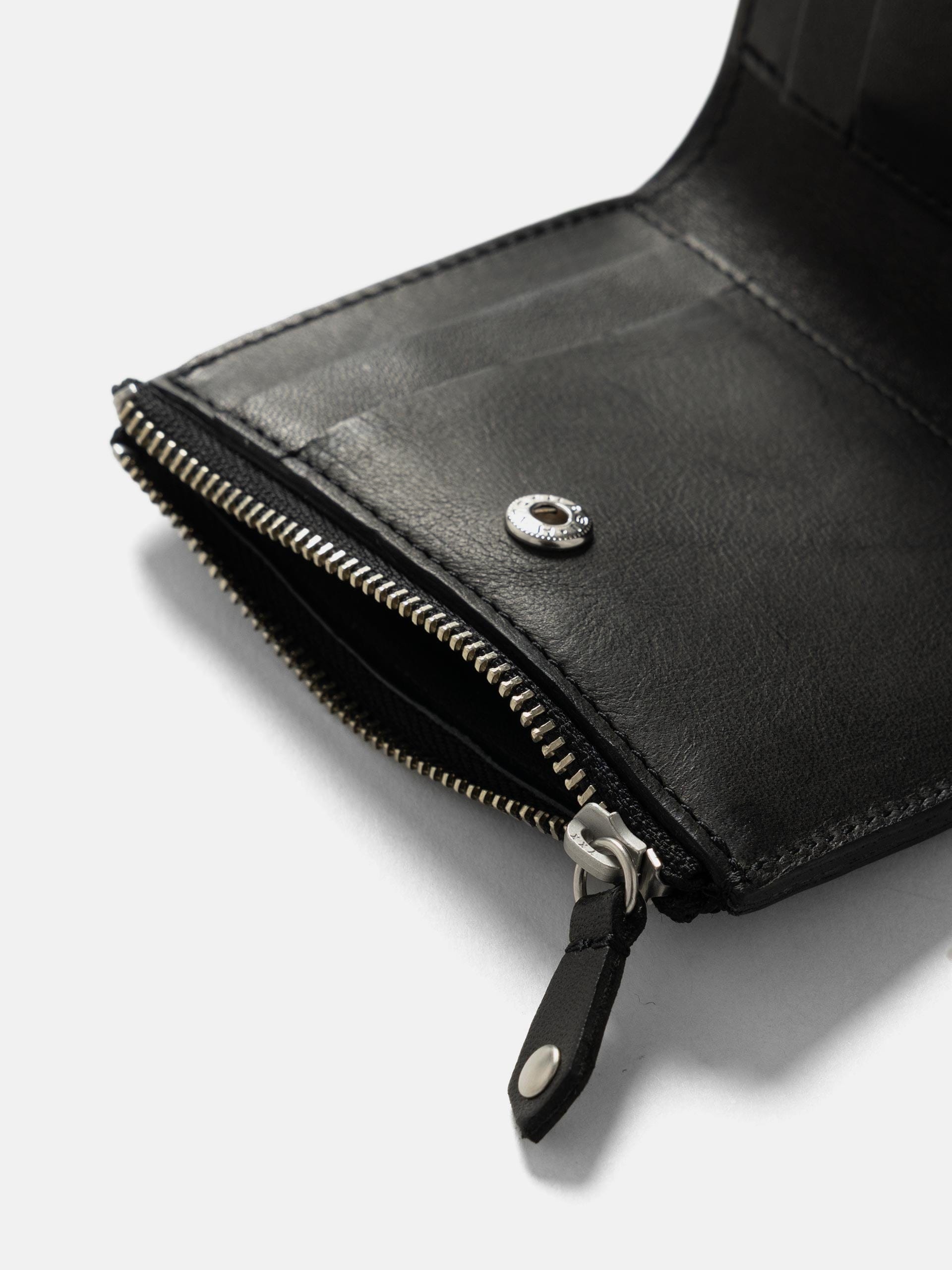 hobo Bifold Wallet Horse Leather Black