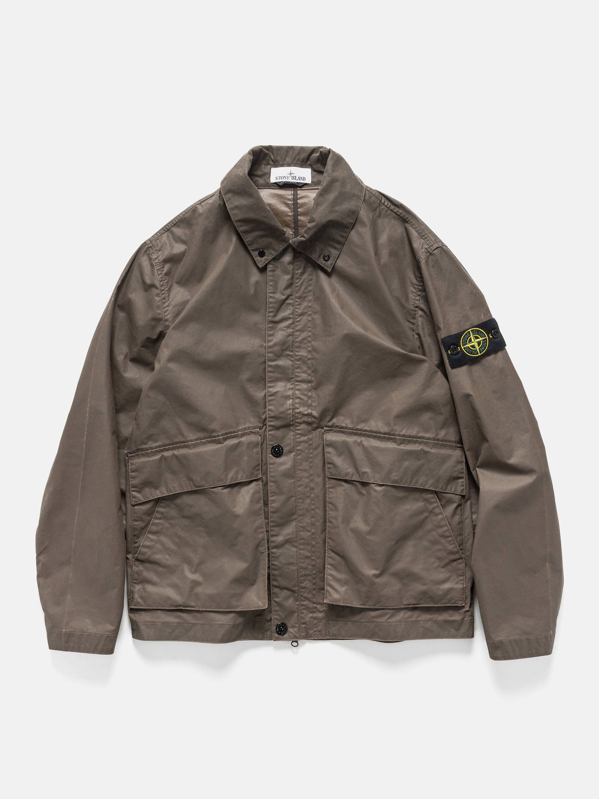 Stone Island Waxed Pigment Cotton Jacket Umber
