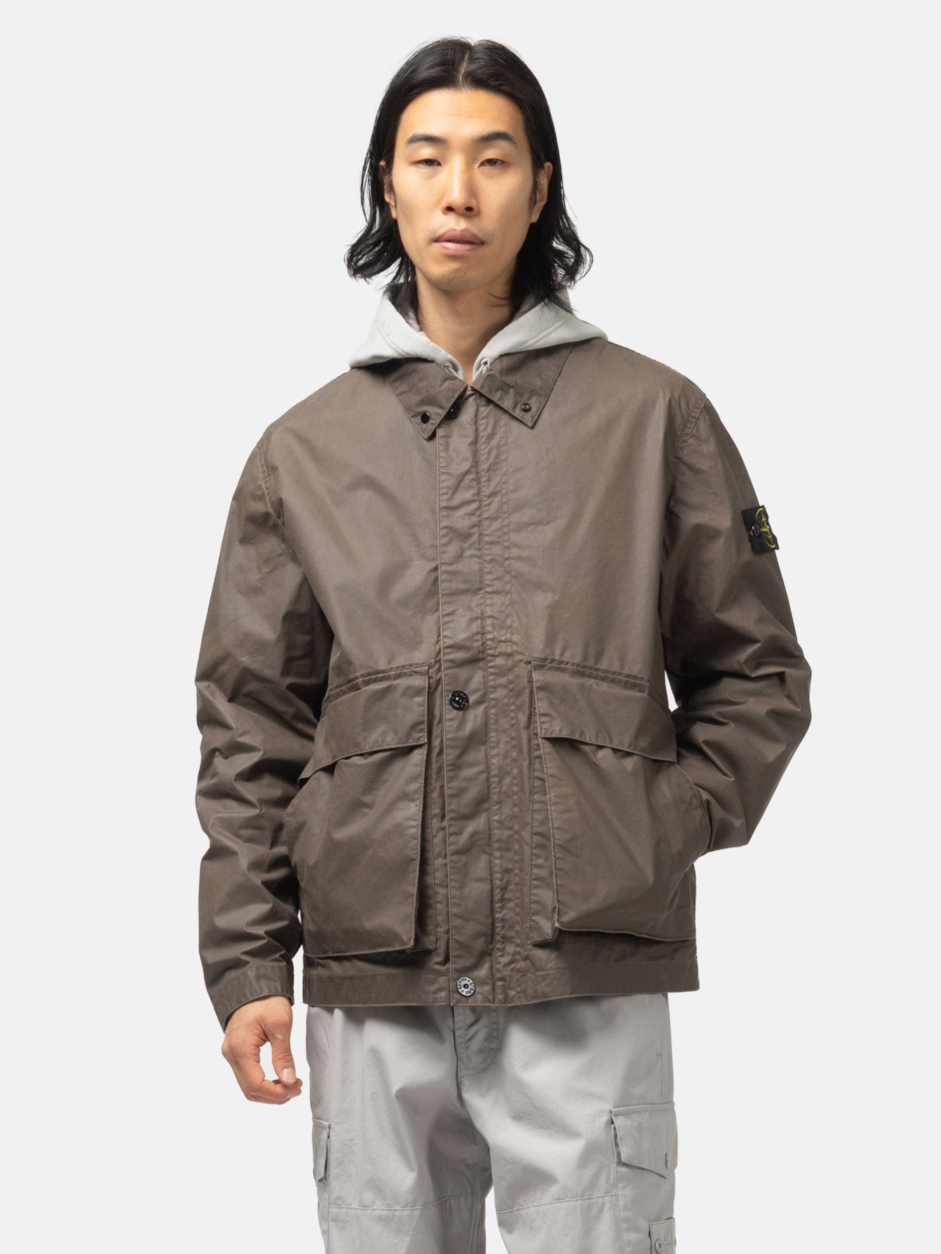 Stone Island Waxed Pigment Cotton Jacket Umber