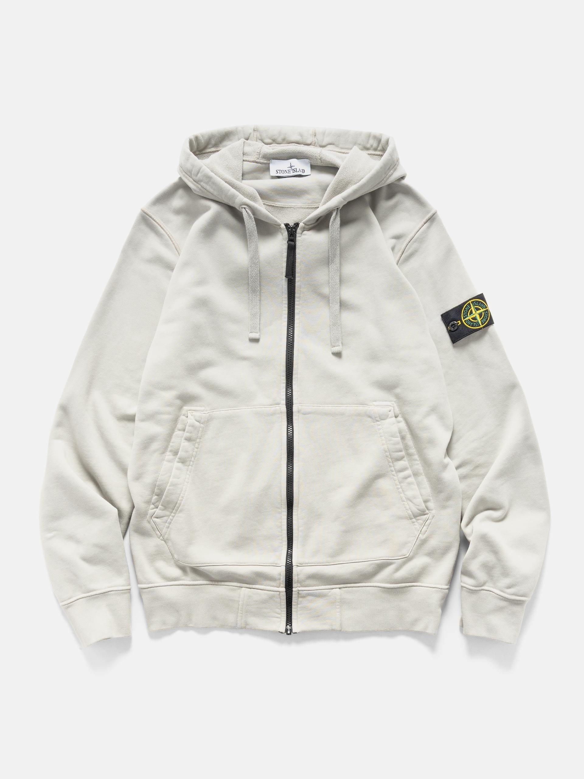 Stone Island Organic Cotton Hooded Sweatshirt Pearl Grey